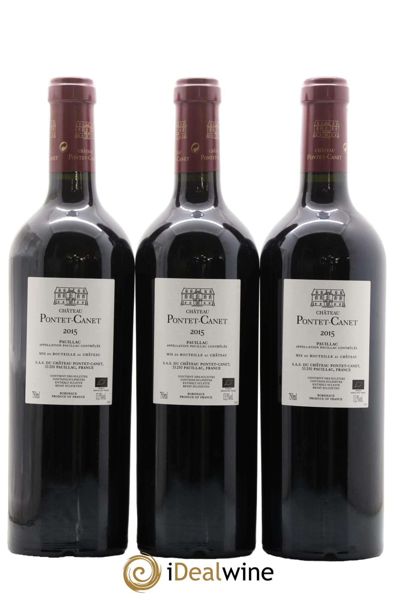 Château Pontet Canet 5ème Grand Cru Classé 2015 - Lotto di 3 bottiglie - 1