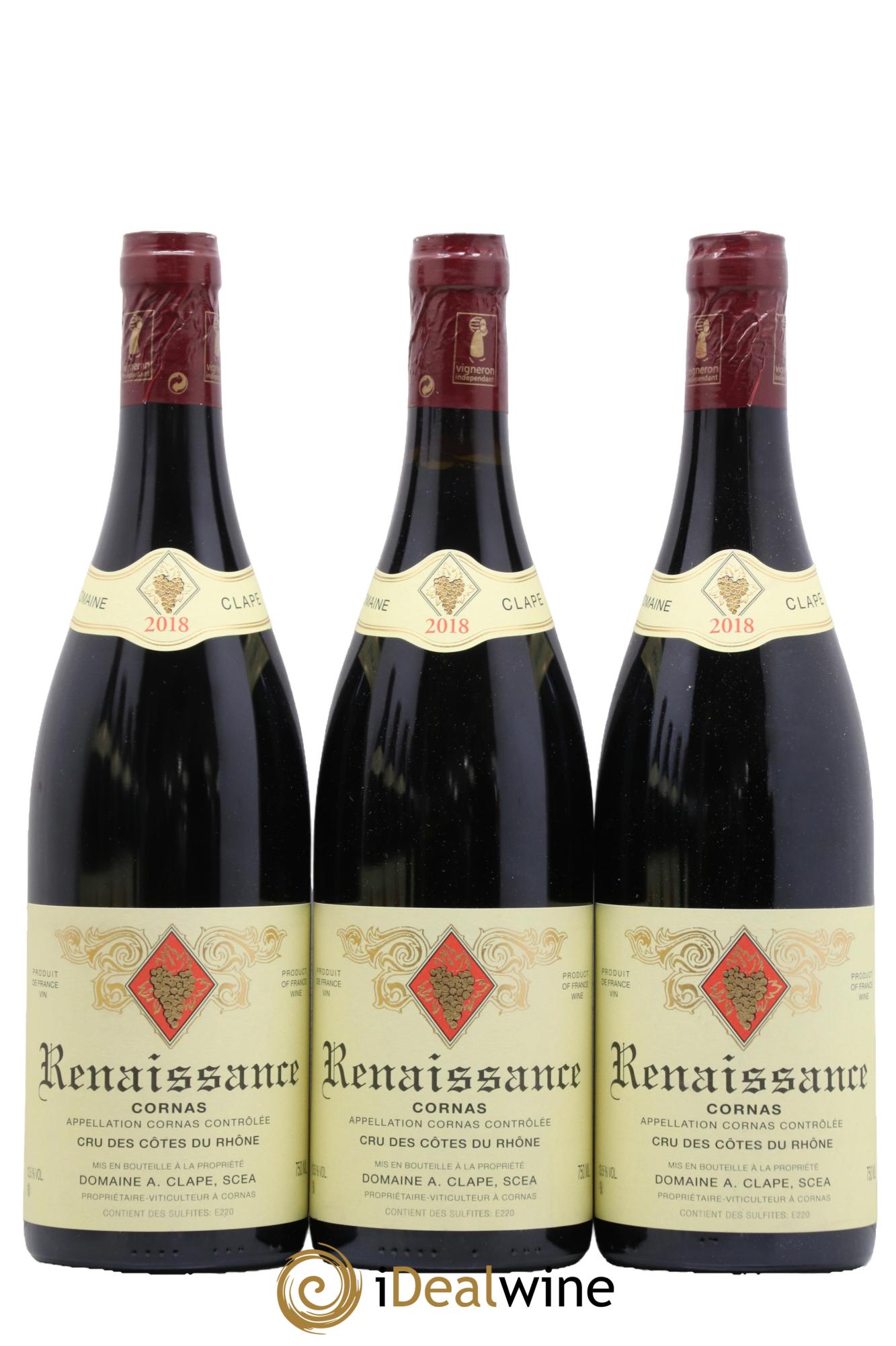 Cornas Renaissance Auguste Clape 2018 - Lot of 3 bottles - 0