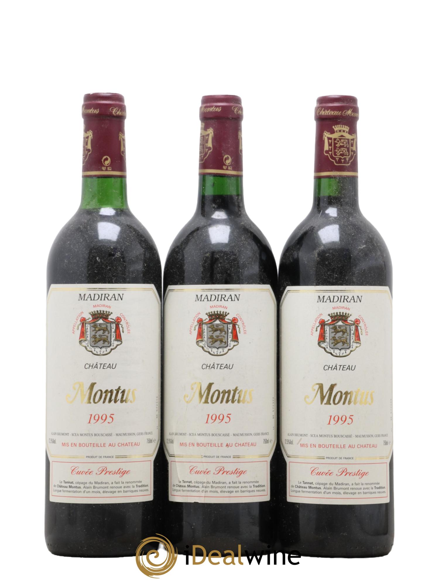 Madiran Château Montus-Prestige Alain Brumont 1995 - Lot de 3 bouteilles - 0