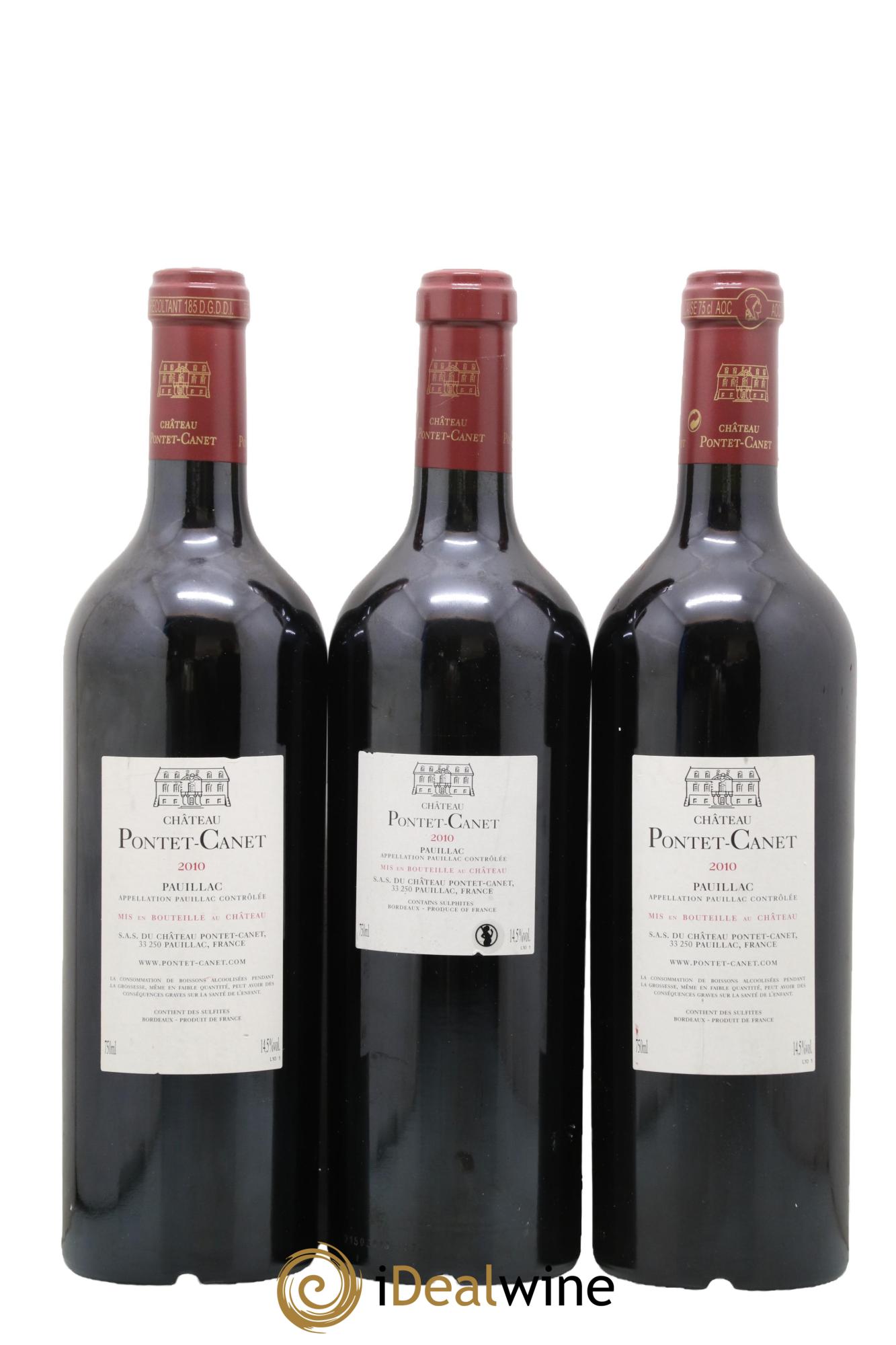 Château Pontet Canet 5ème Grand Cru Classé 2010 - Lotto di 3 bottiglie - 1