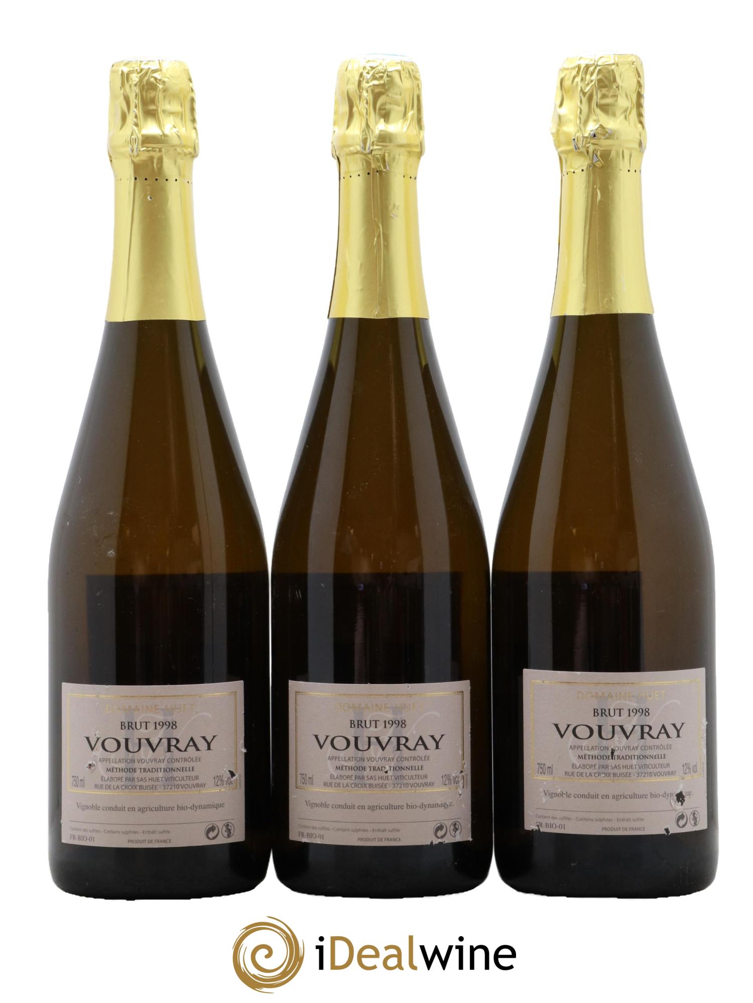 Vouvray Methode Traditionnelle Domaine Huet 1998 - Lot of 3 bottles - 0