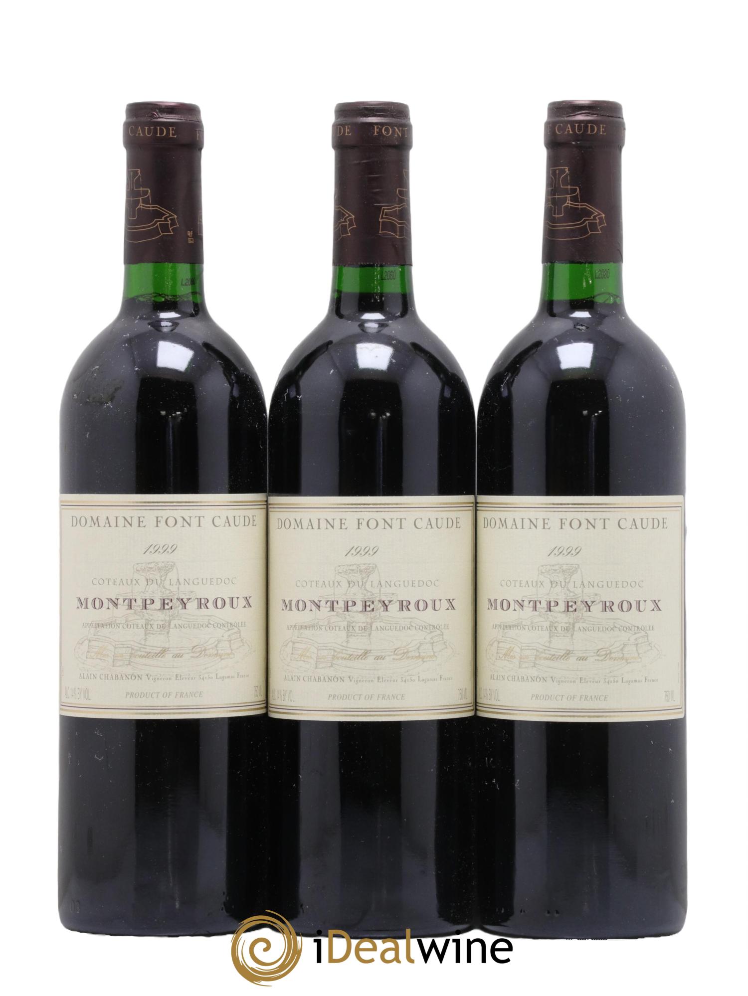 Coteaux du Languedoc Montpeyroux Domaine Font Caude Alain Chabanon 1999 - Lot de 3 bouteilles - 0