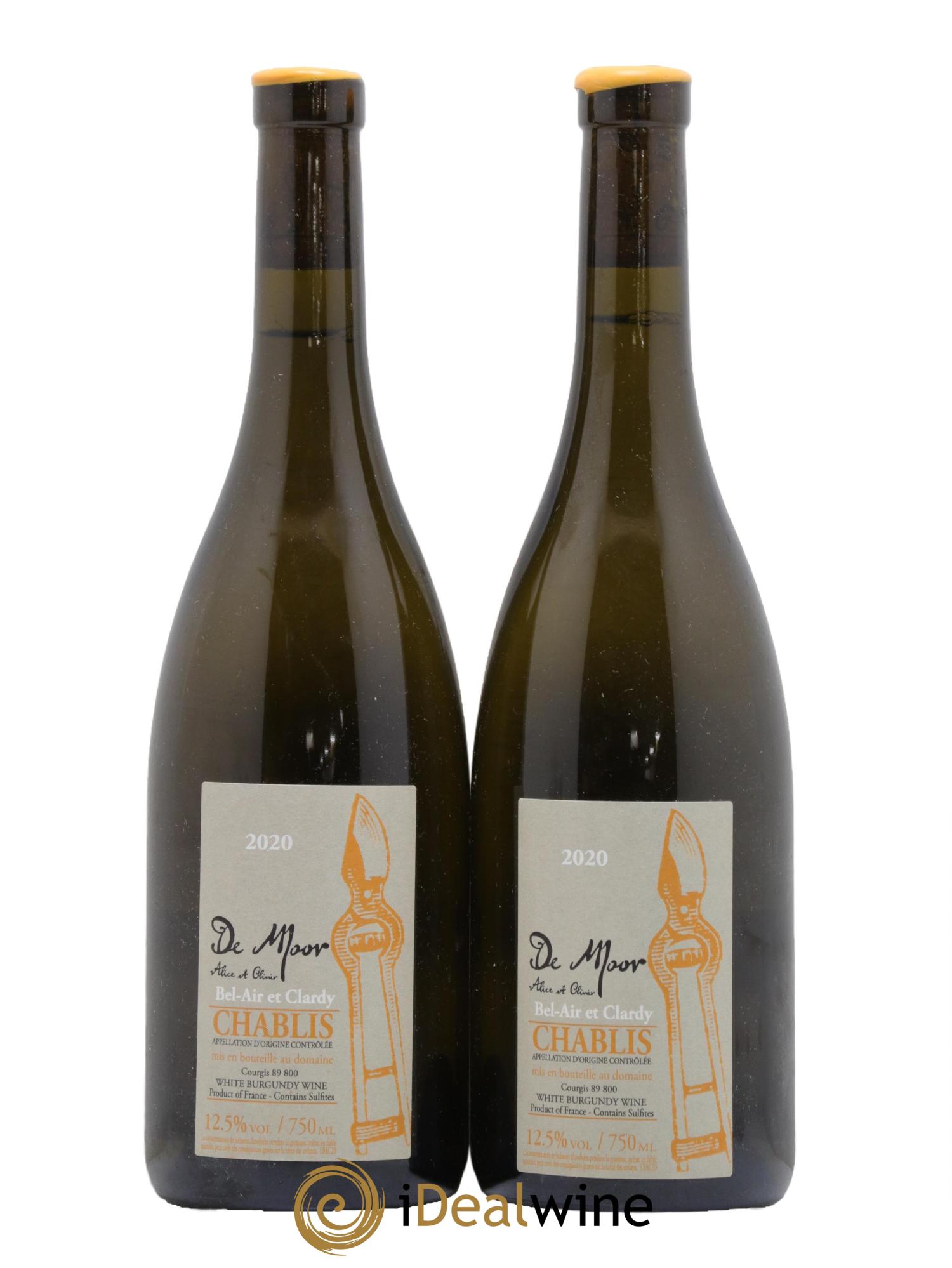 Chablis Bel Air et Clardy Alice et Olivier De Moor 2020 - Lot of 2 bottles - 0