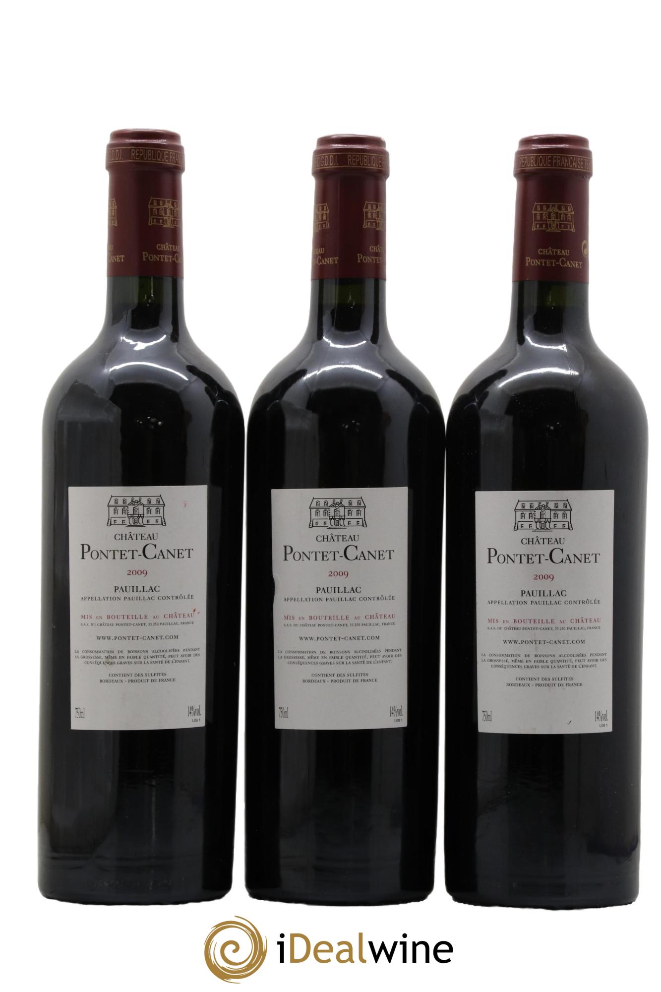 Château Pontet Canet 5ème Grand Cru Classé 2009 - Lot de 3 bouteilles - 1