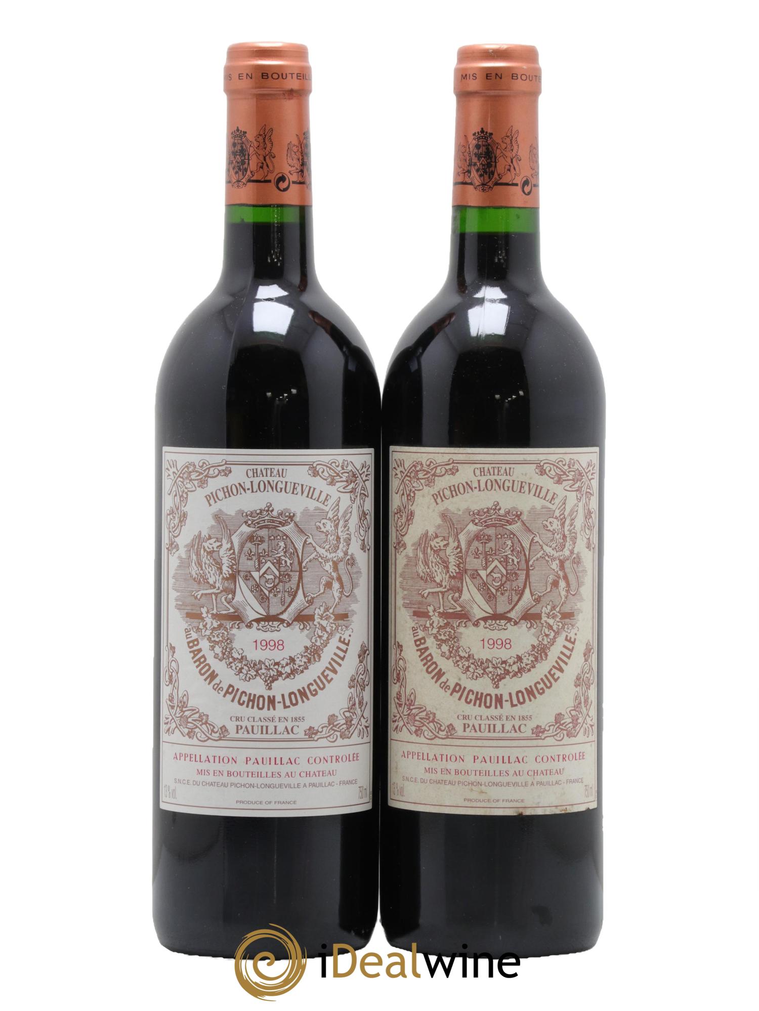 Pichon Longueville Baron 2ème Grand Cru Classé 1998 - Posten von 2 Flaschen - 0