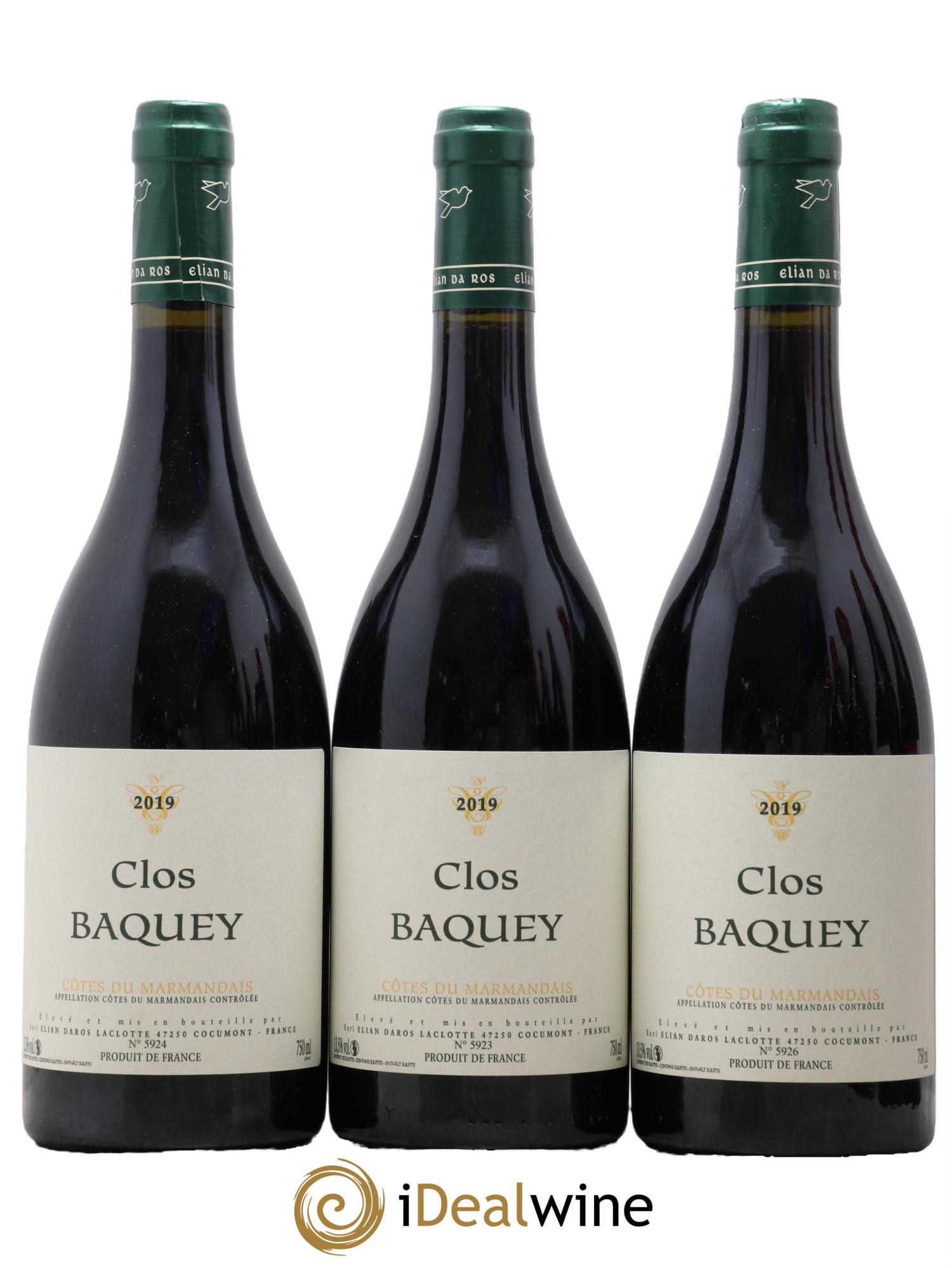 Côtes du Marmandais Clos Baquey Elian Da Ros (Domaine) 2019 - Lotto di 3 bottiglie - 0