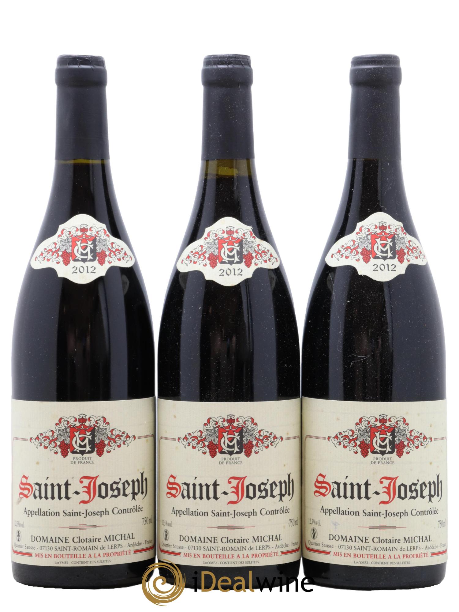 Saint-Joseph Clotaire Michal 2012 - Lot of 3 bottles - 0