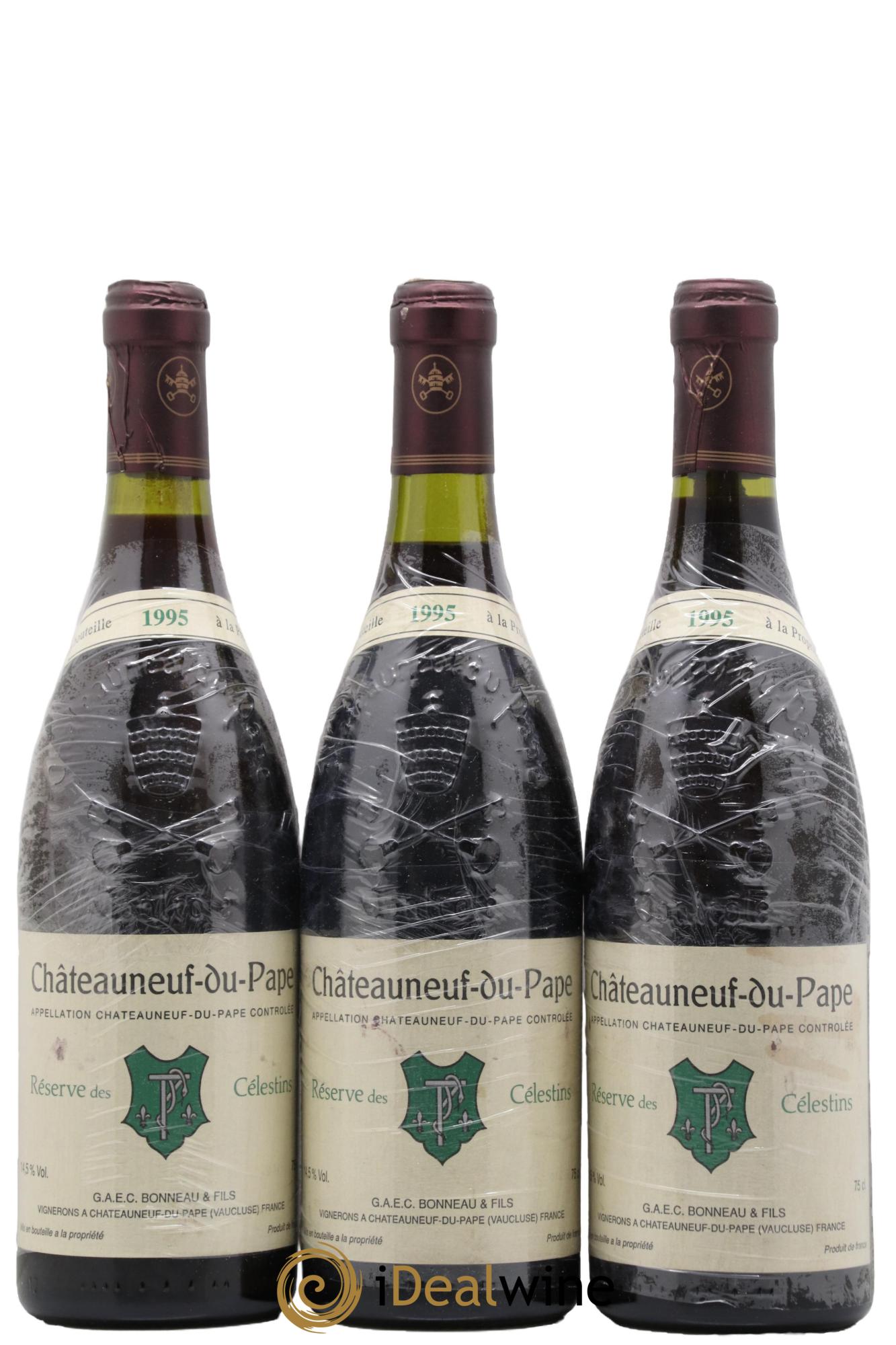 Châteauneuf-du-Pape Réserve des Célestins Henri Bonneau & Fils 1995 - Posten von 3 Flaschen - 0