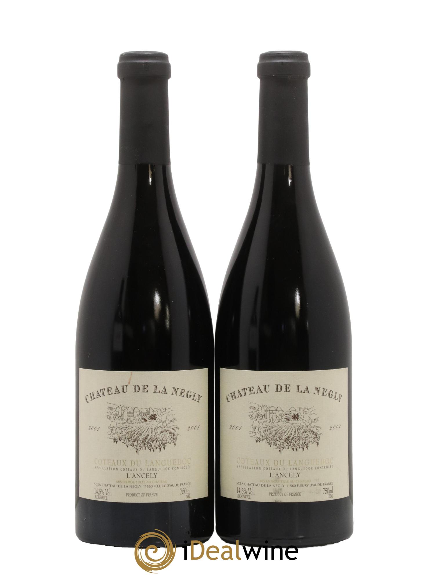 Coteaux du Languedoc La Clape Château de La Négly L'Ancely Jean Paux-Rosset 2001 - Lotto di 2 bottiglie - 0