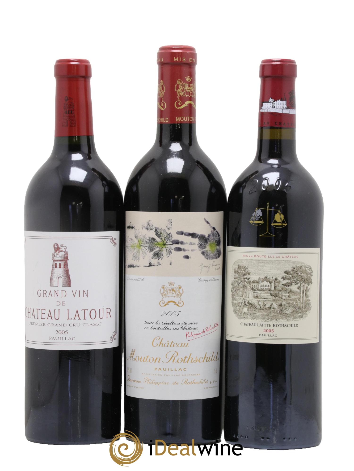 Caisse Duclot Petrus - Lafite Rothschild - Latour - Mouton Rothschild - Cheval Blanc - Margaux - Haut Brion - Mission Haut Brion - Yquem 2005 - Lot of 9 bottles - 3