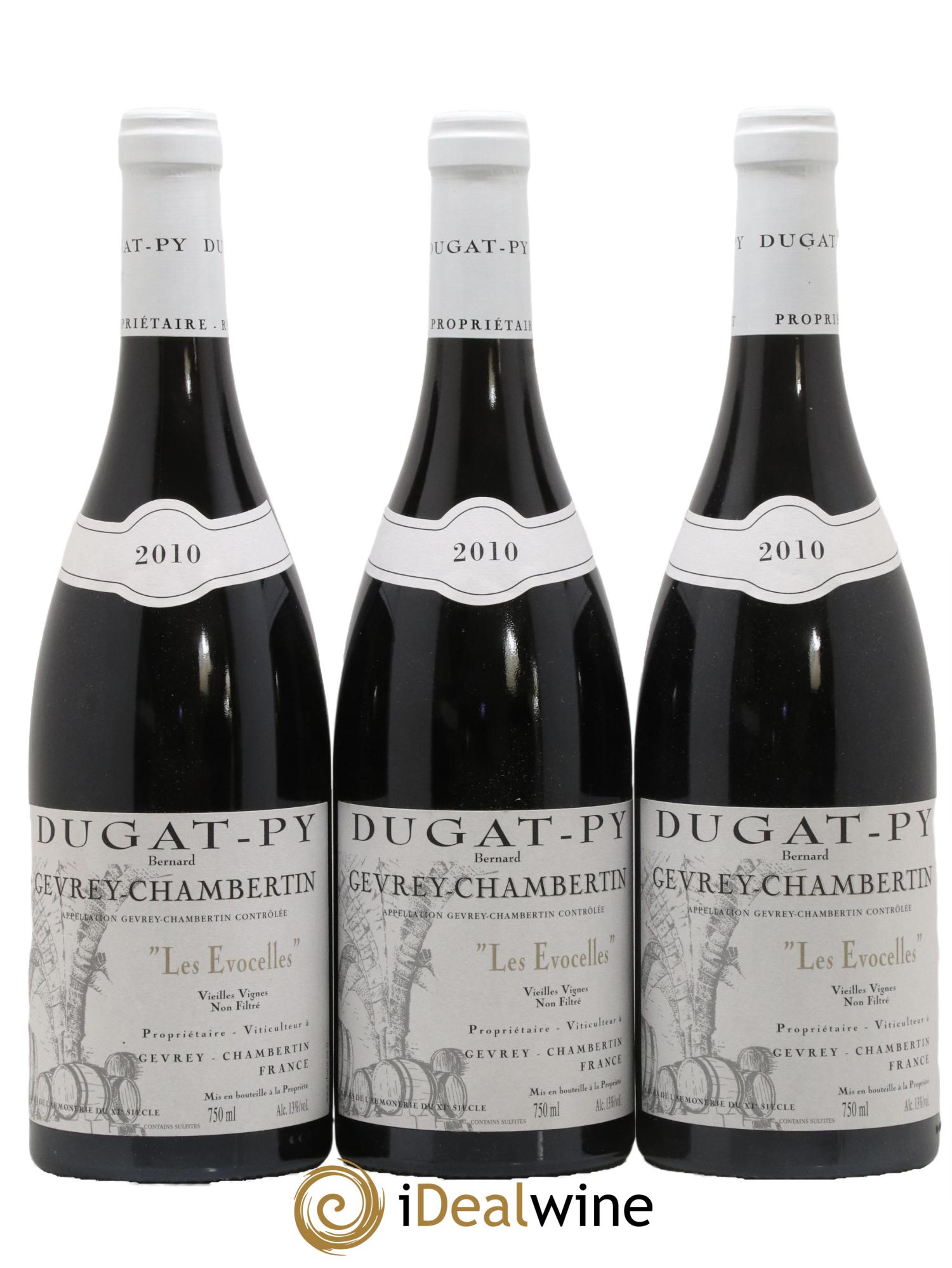 Gevrey-Chambertin Les Evocelles Vieilles Vignes Dugat-Py 2010 - Lot de 3 bouteilles - 0