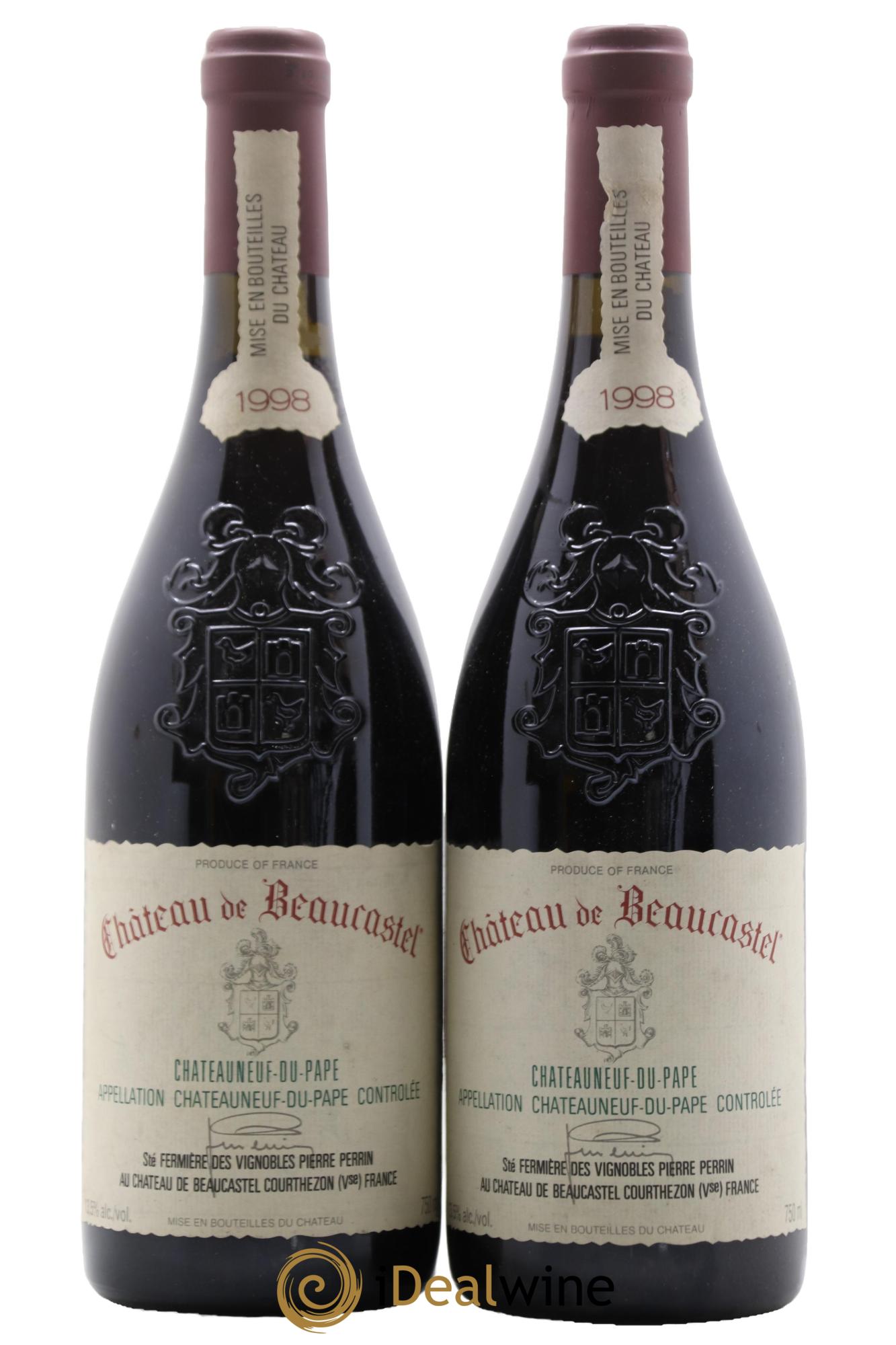 Châteauneuf-du-Pape Château de Beaucastel Famille Perrin 1998 - Lot de 2 bouteilles - 0