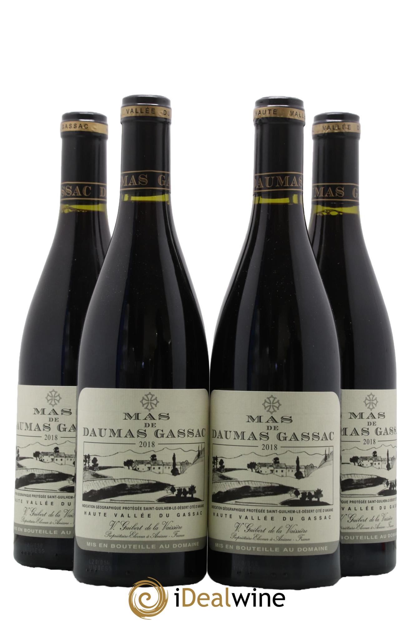 IGP St Guilhem-le-Désert - Cité d'Aniane Mas Daumas Gassac Famille Guibert de La Vaissière 2018 - Lot of 4 bottles - 0