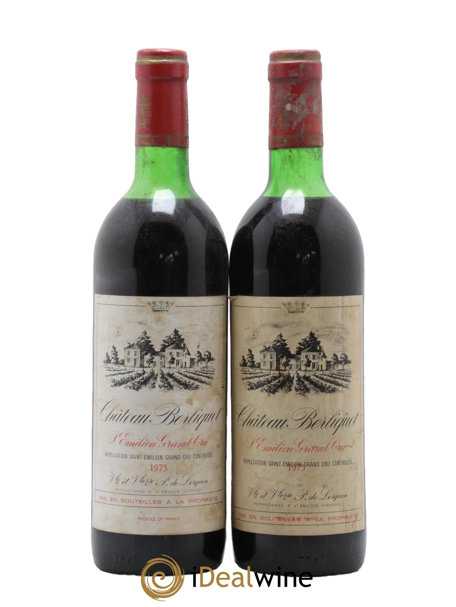 Château Berliquet Grand Cru Classé 1975 - Lot de 2 bouteilles - 0