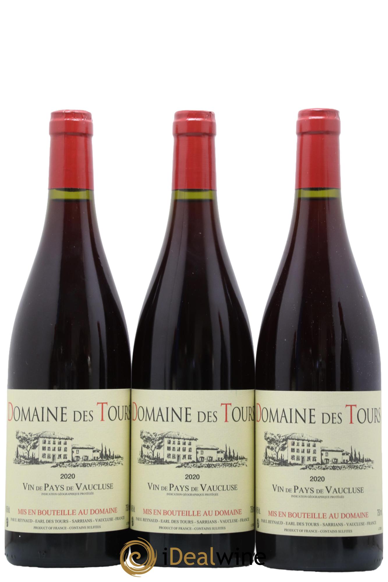 IGP Vaucluse (Vin de Pays de Vaucluse) Domaine des Tours Emmanuel Reynaud 2020 - Lot de 3 bouteilles - 0