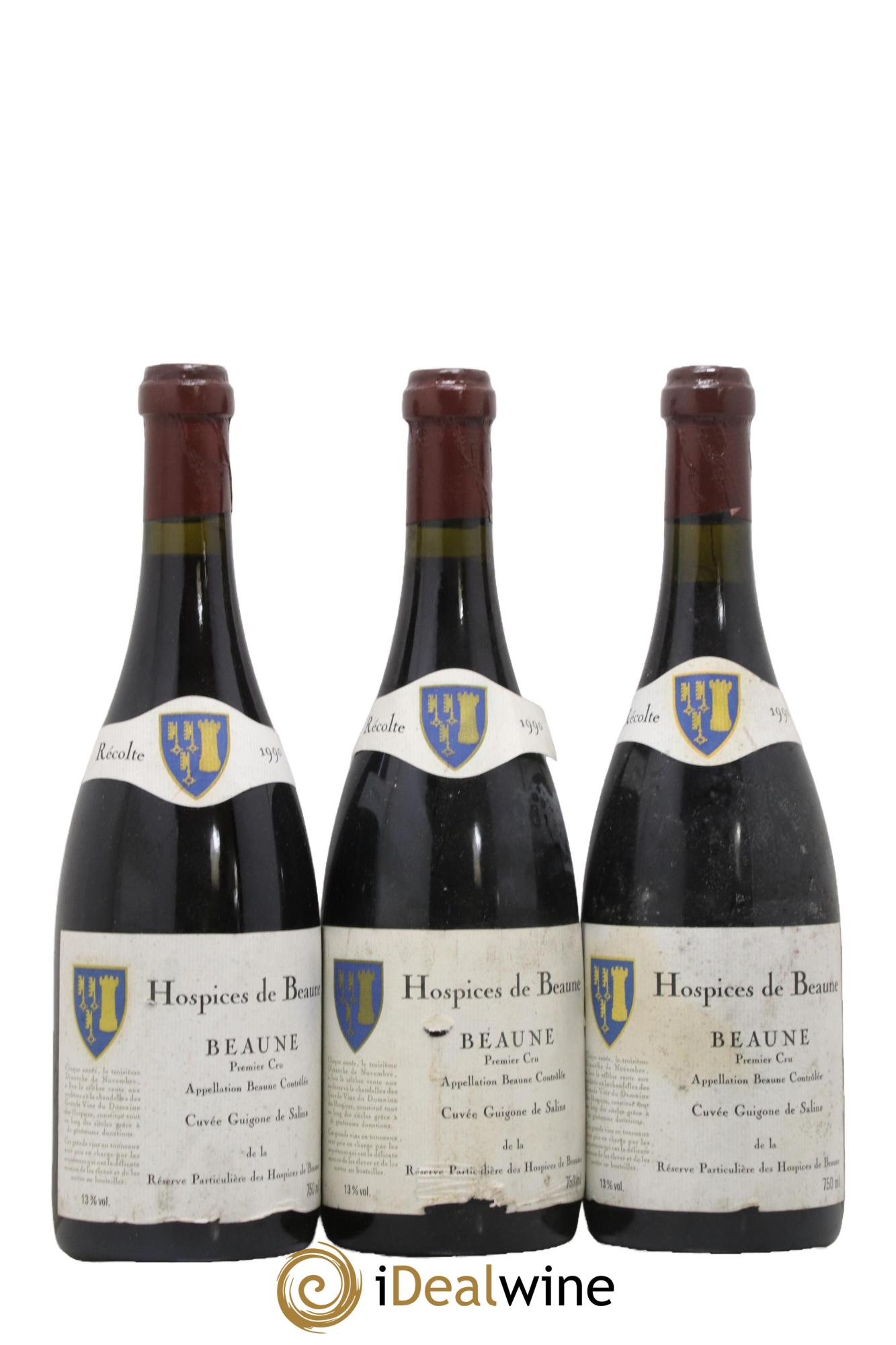 Beaune 1er Cru Cuvée Guigonne de Salin Hospices de Beaune 1990 - Lot of 3 bottles - 0