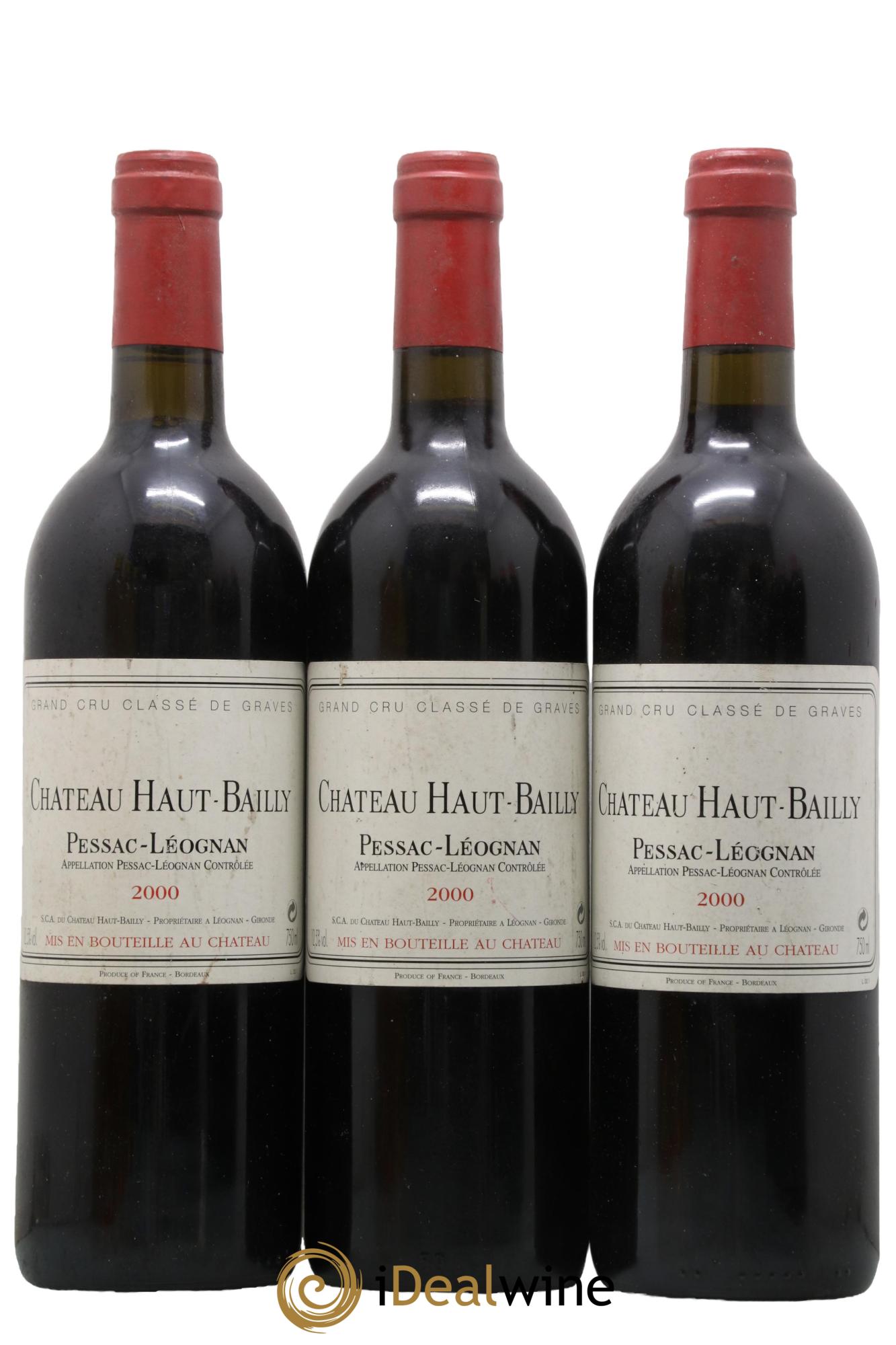 Château Haut-Bailly Cru Classé de Graves 2000 - Lot de 3 bouteilles - 0