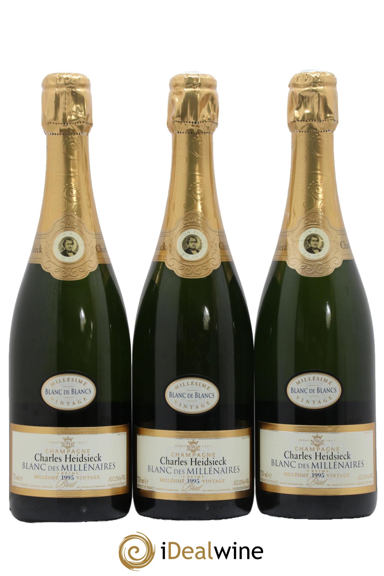 Blanc de Blancs Blanc des Millénaires Brut Charles Heidsieck 1995 - Lot of 3 bottles - 0