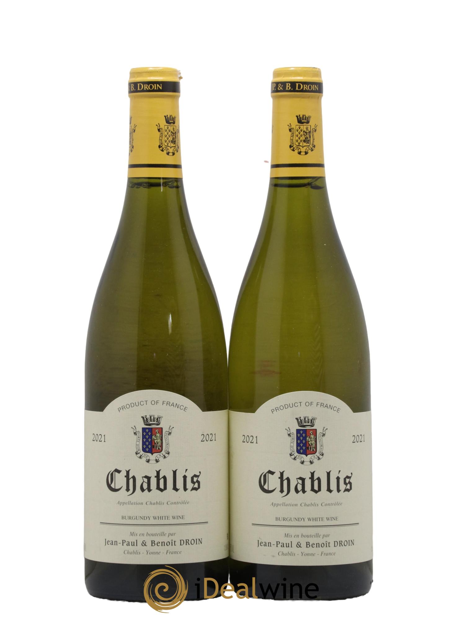 Chablis Jean-Paul & Benoît Droin (Domaine) 2021 - Lot of 2 bottles - 0