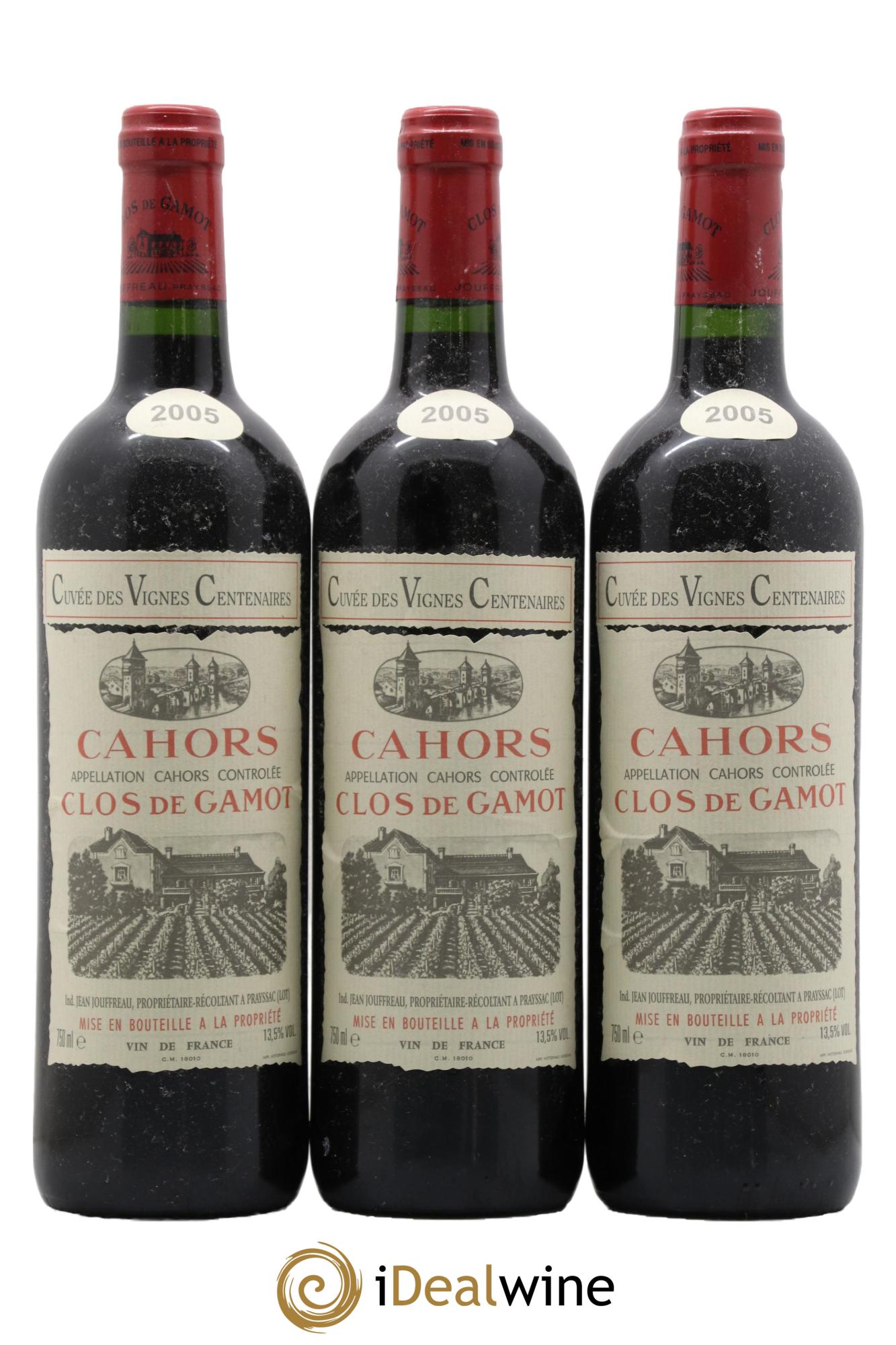 Cahors Clos de Gamot Cuvée des Vignes Centenaires 2005 - Lotto di 3 bottiglie - 0