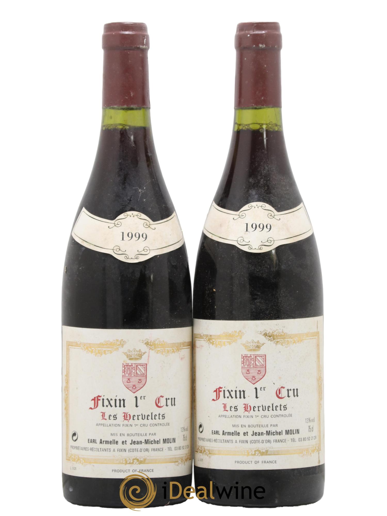 Fixin 1er Cru Les Hervelets Domaine Molin 1999 - Lot de 2 bouteilles - 0