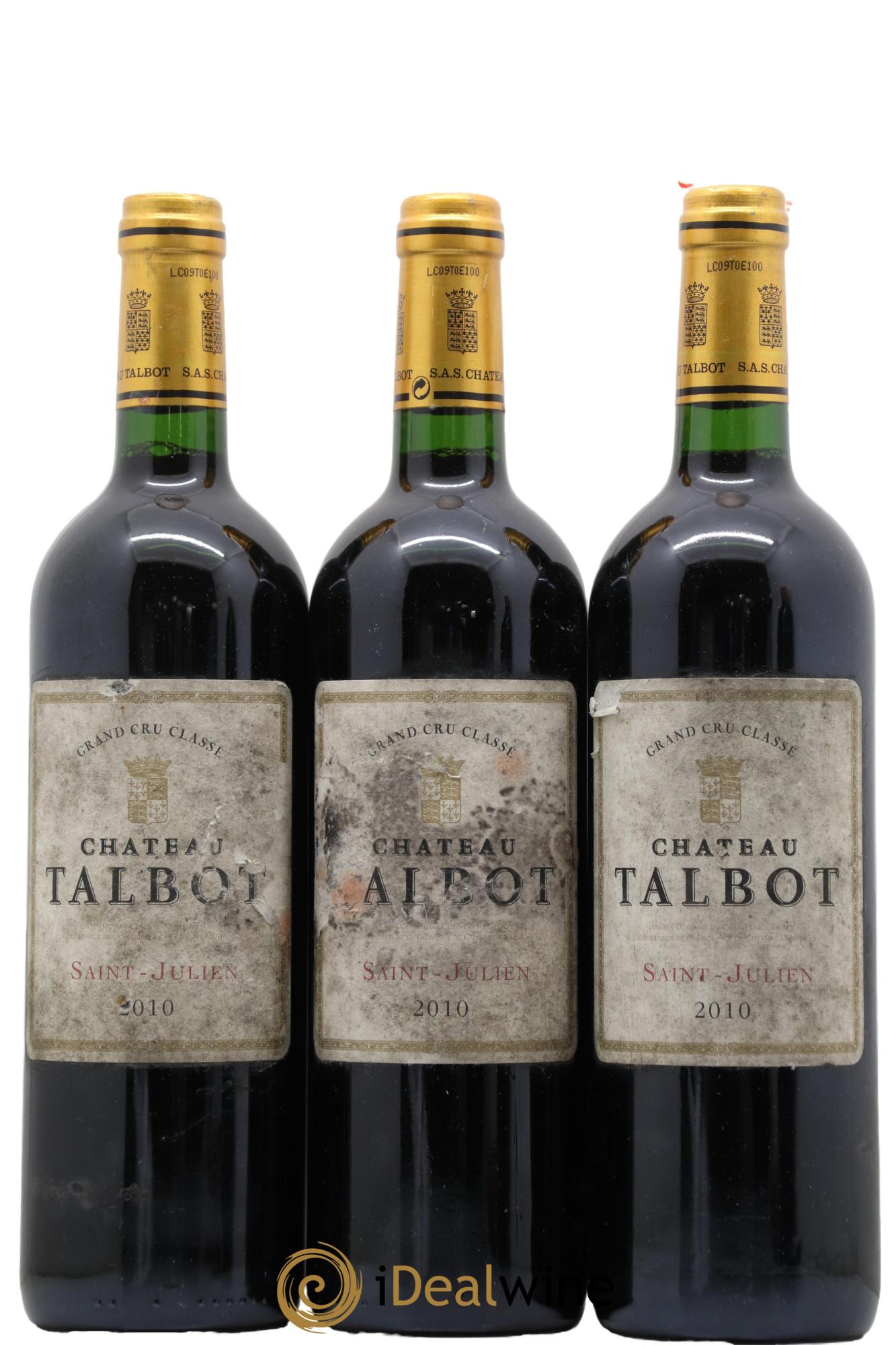 Château Talbot 4ème Grand Cru Classé 2010 - Lot de 3 bouteilles - 0