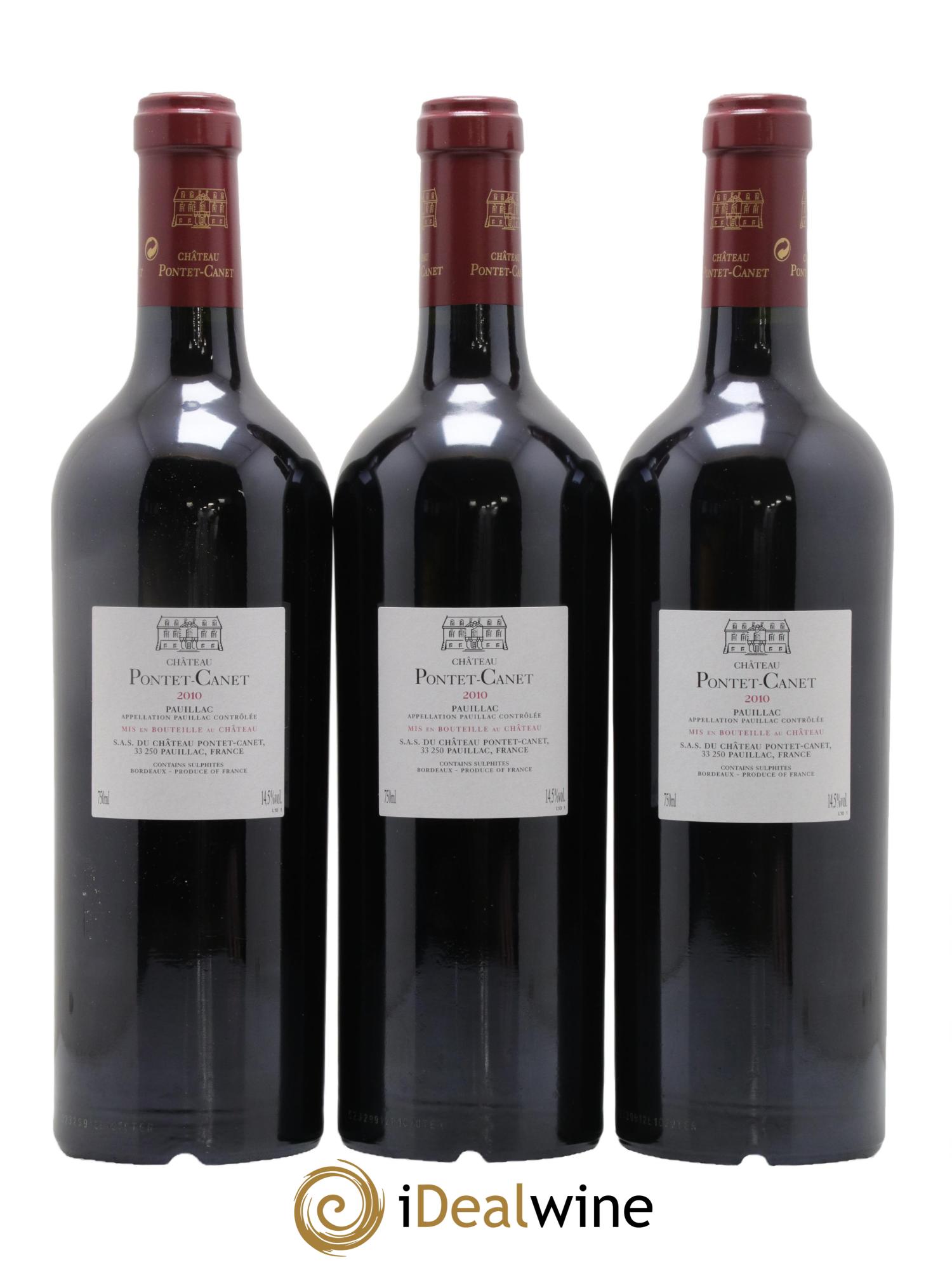 Château Pontet Canet 5ème Grand Cru Classé 2010 - Lotto di 3 bottiglie - 1