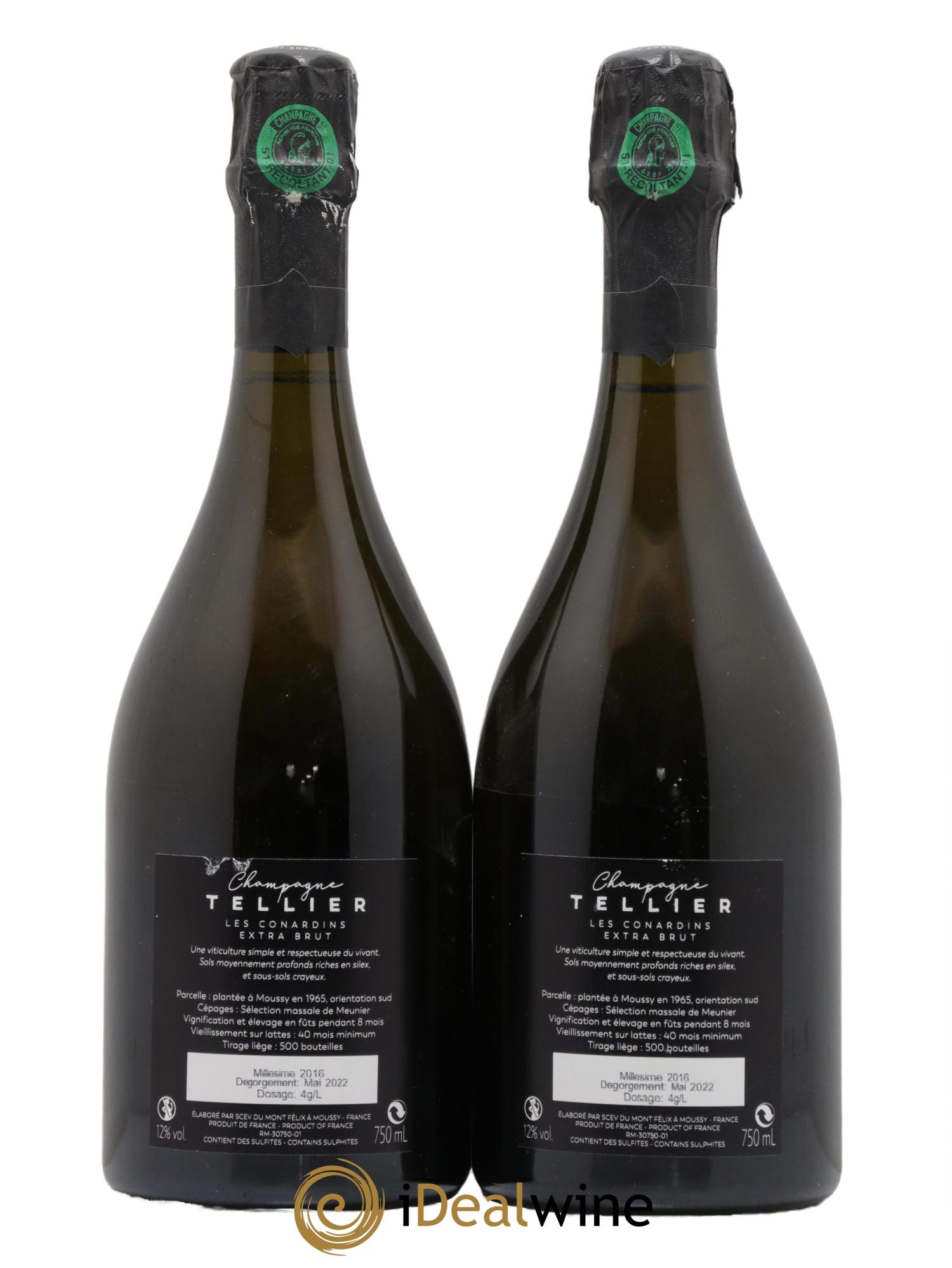 Champagne Extra Brut Les Conardins Meuniers Tellier 2016 - Posten von 2 Flaschen - 1