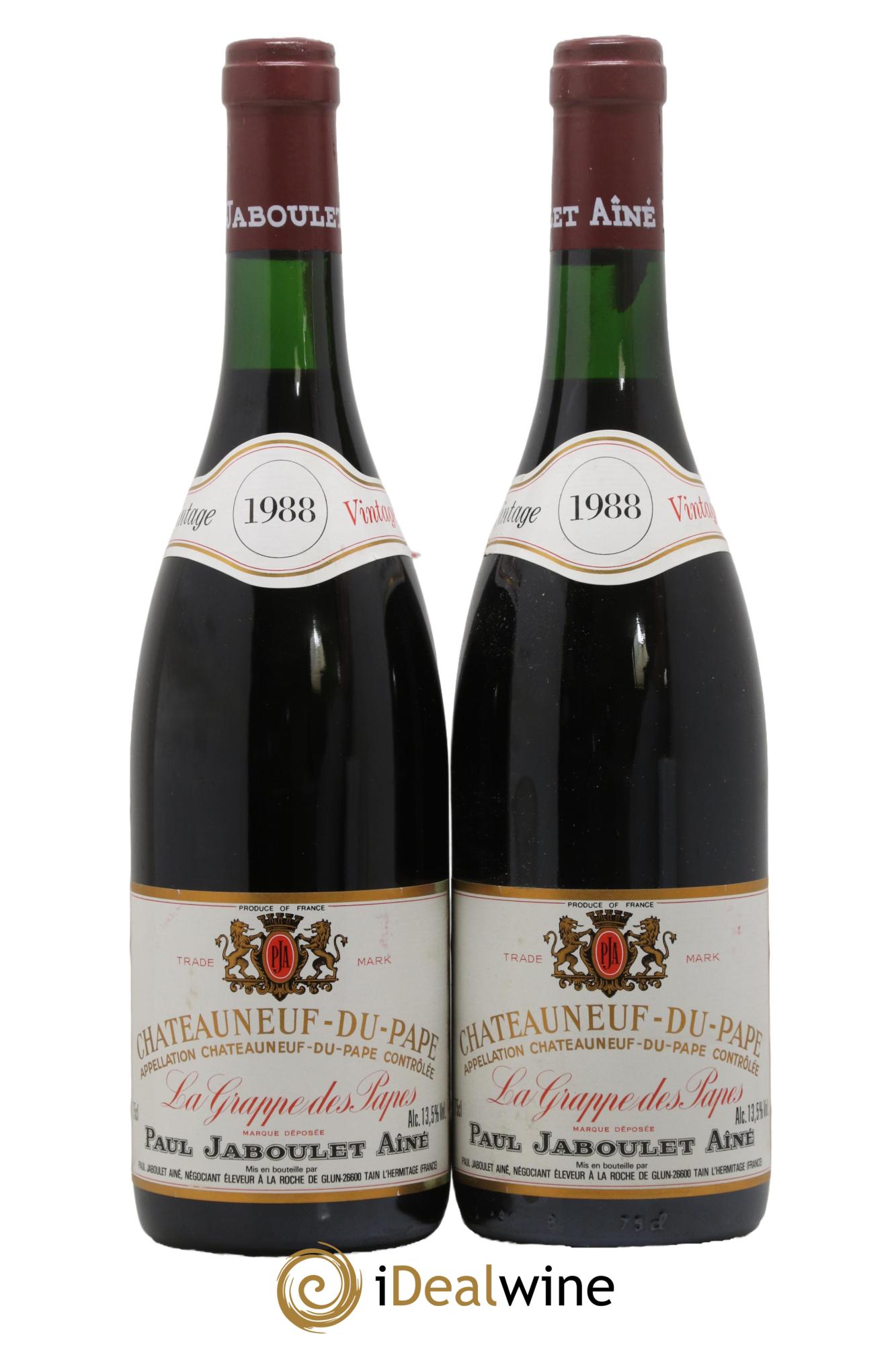 Châteauneuf-du-Pape La Grappe des Papes Paul Jaboulet Ainé 1988 - Posten von 2 Flaschen - 0