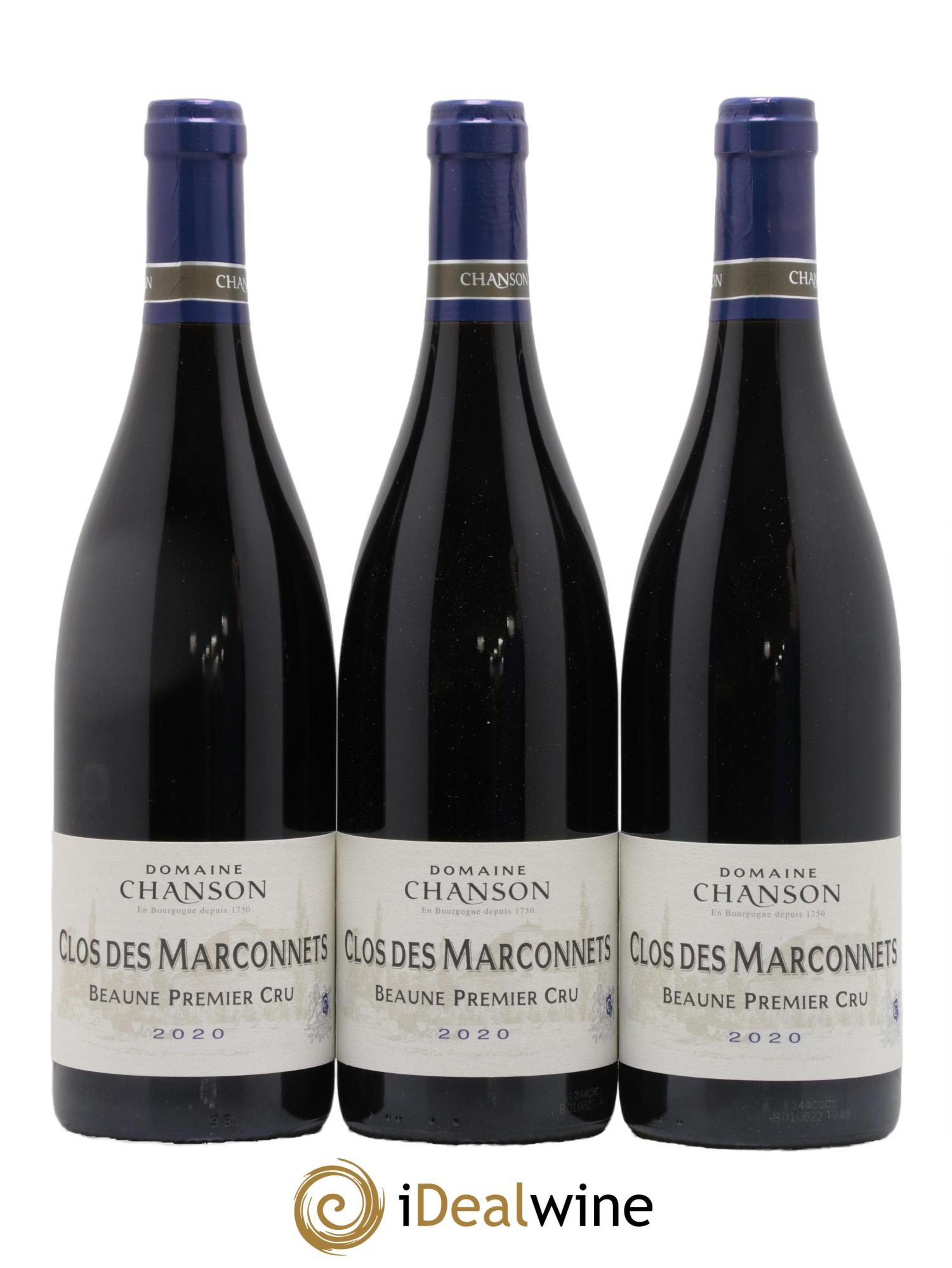 Beaune 1er Cru Clos des Marconnets Chanson 2020 - Lot of 3 bottles - 0