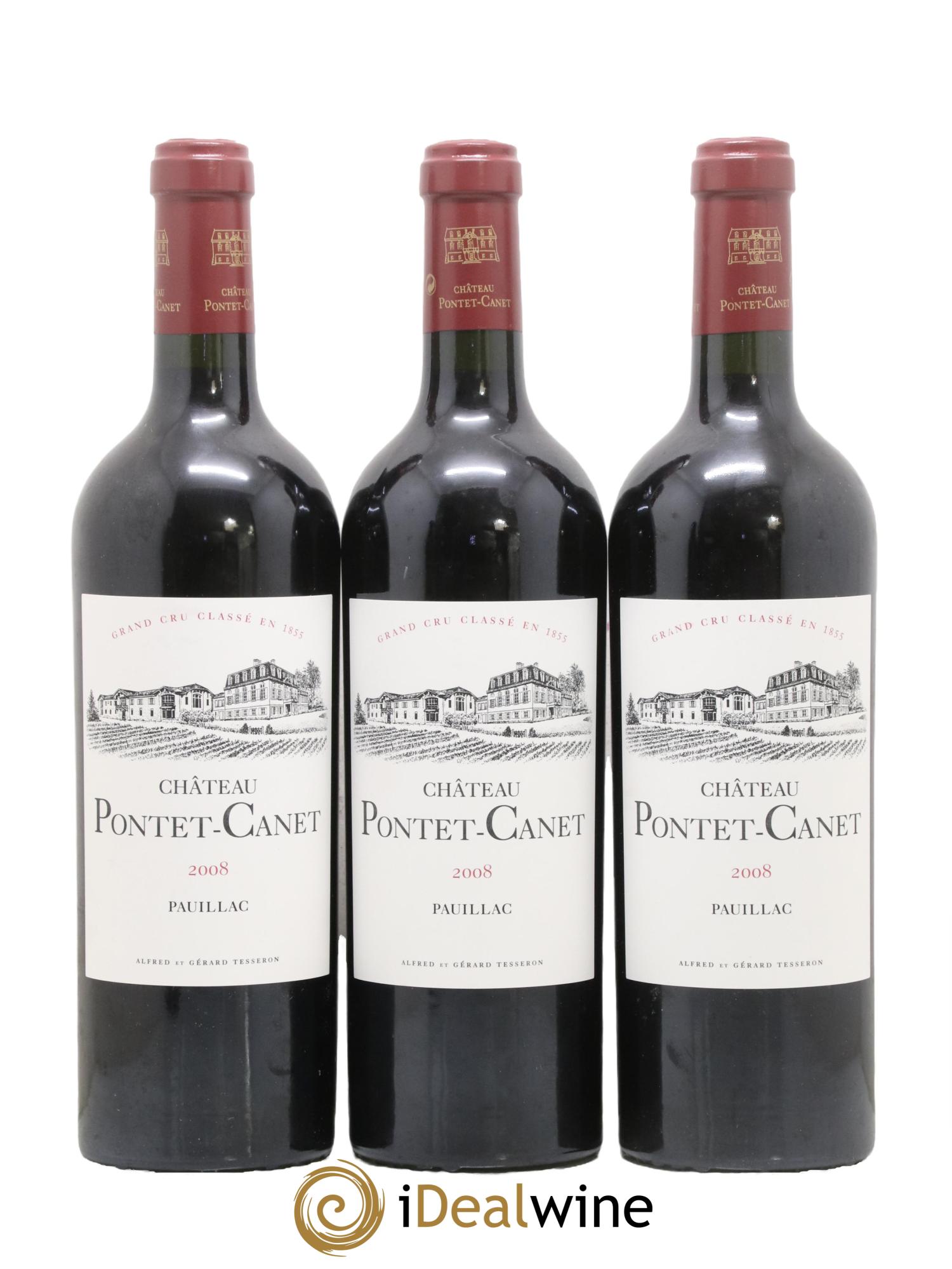 Château Pontet Canet 5ème Grand Cru Classé 2008 - Lot de 3 bouteilles - 0