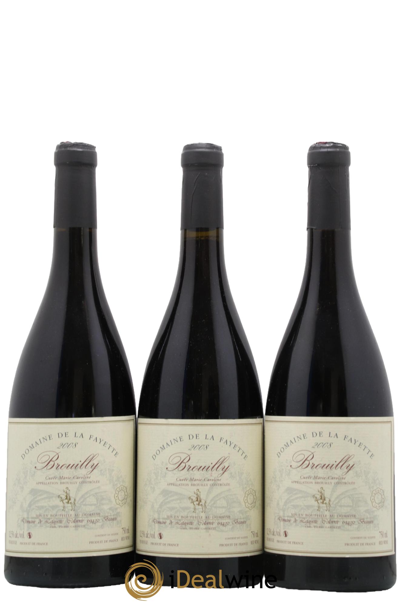 Brouilly Cuvée Marie Caroline Domaine de La Fayette 2008 - Lot de 3 bouteilles - 0