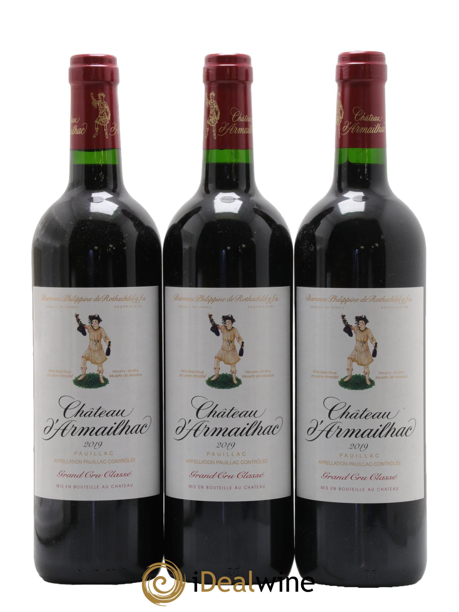 Château d' Armailhac - Mouton Baron(ne) Philippe 5ème Grand Cru Classé 2019 - Lot de 3 bouteilles - 0