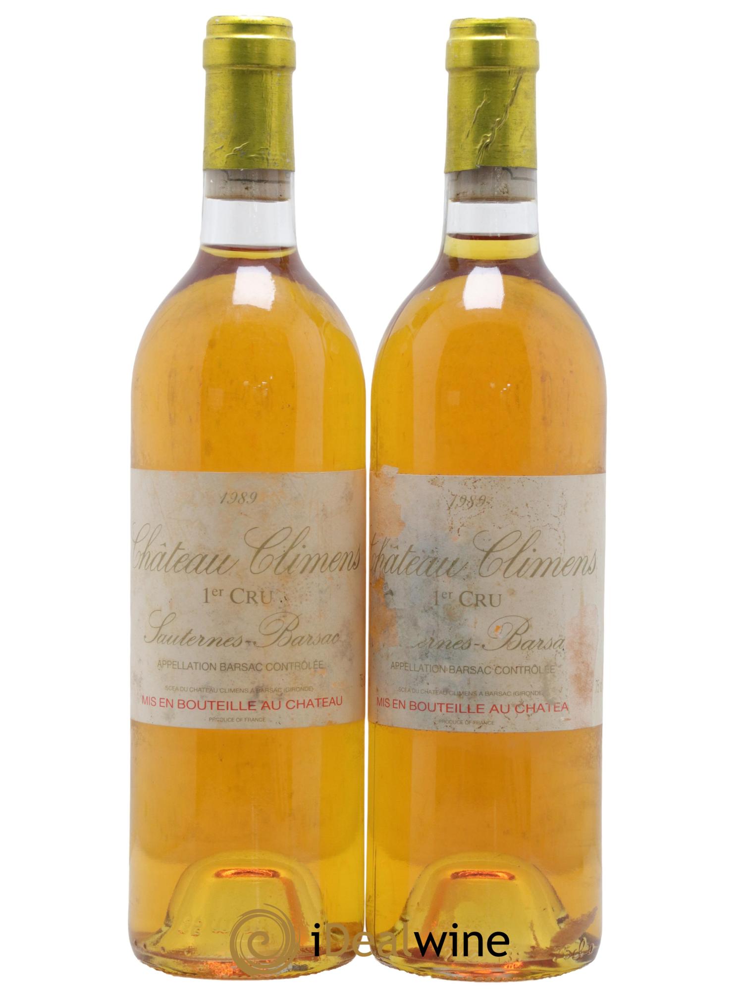 Château Climens 1er Grand Cru Classé 1989 - Lot de 2 bouteilles - 0