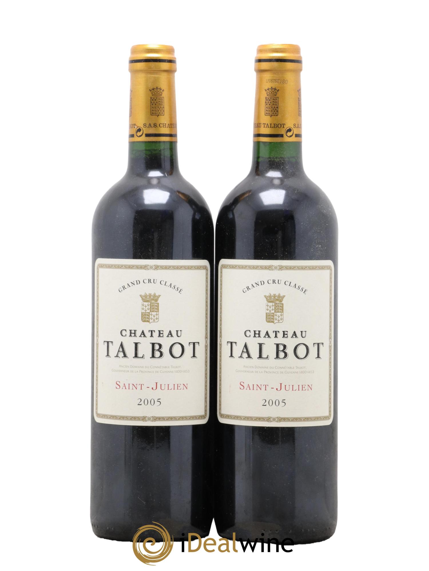 Château Talbot 4ème Grand Cru Classé 2005 - Lot of 2 bottles - 0