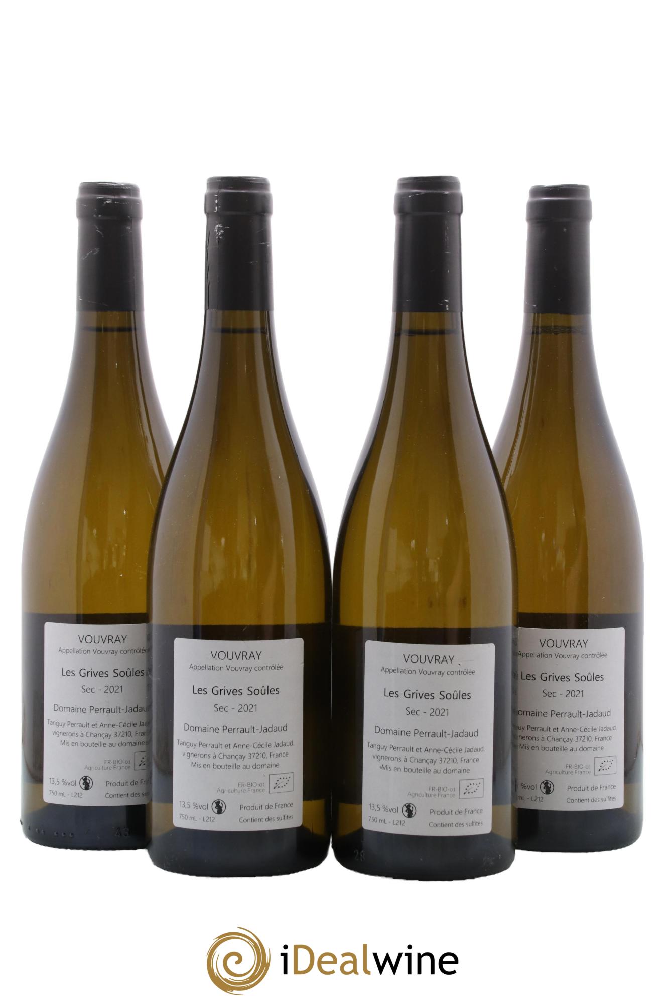 Vouvray Les Grives Soules Domaine Perrault Jadaud 2021 - Posten von 4 Flaschen - 1