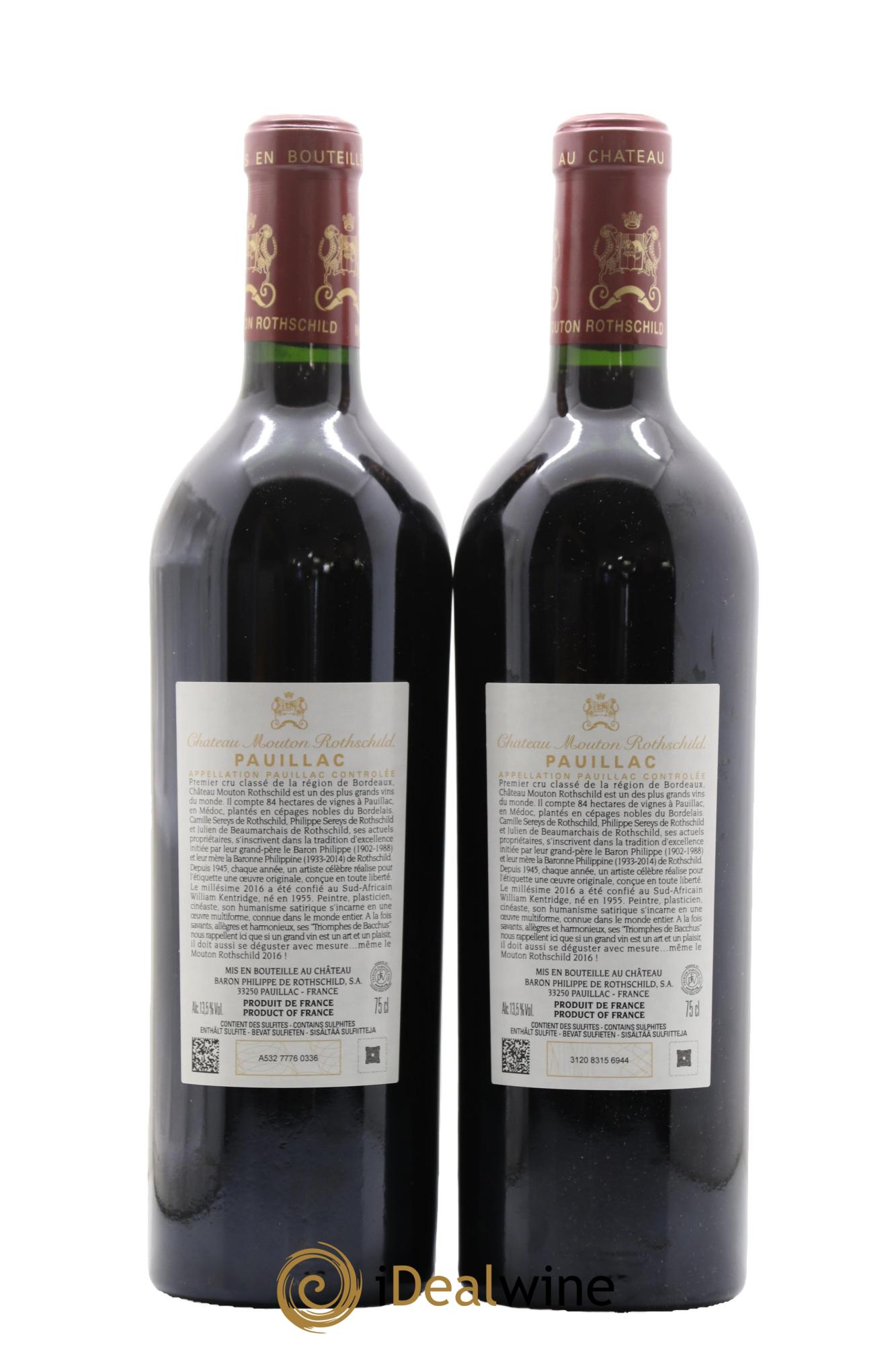 Château Mouton Rothschild 1er Grand Cru Classé 2016 - Lot of 2 bottles - 1