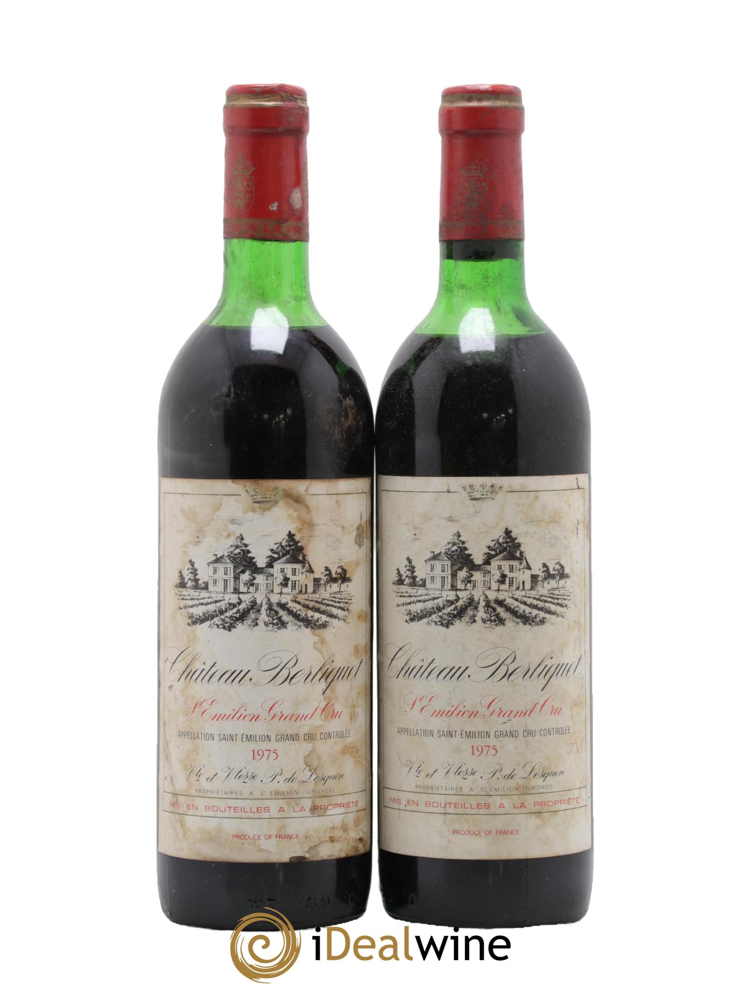 Château Berliquet Grand Cru Classé 1975 - Lot de 2 bouteilles - 0