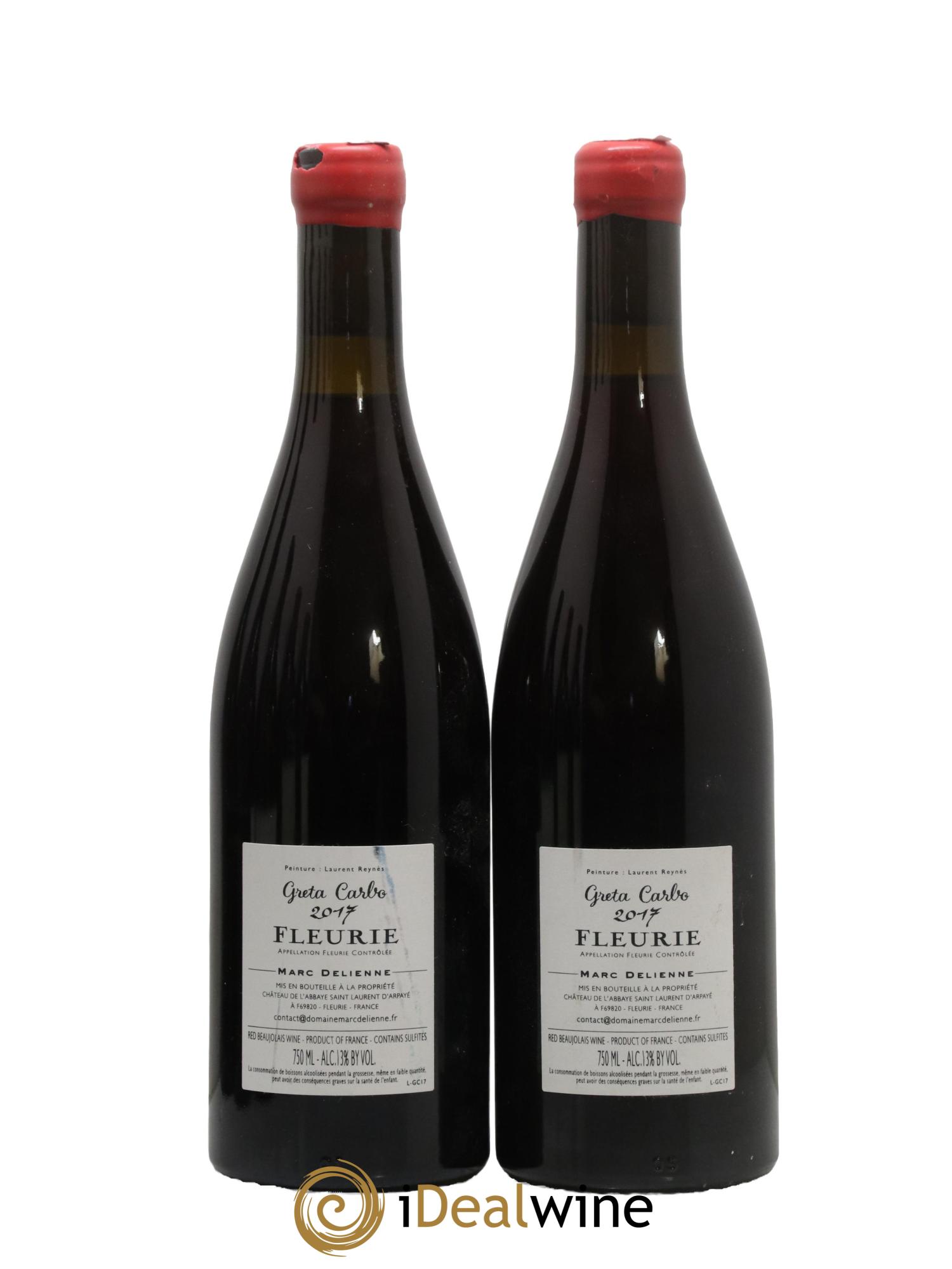 Fleurie Greta Carbo Marc Delienne 2017 - Lot of 2 bottles - 1