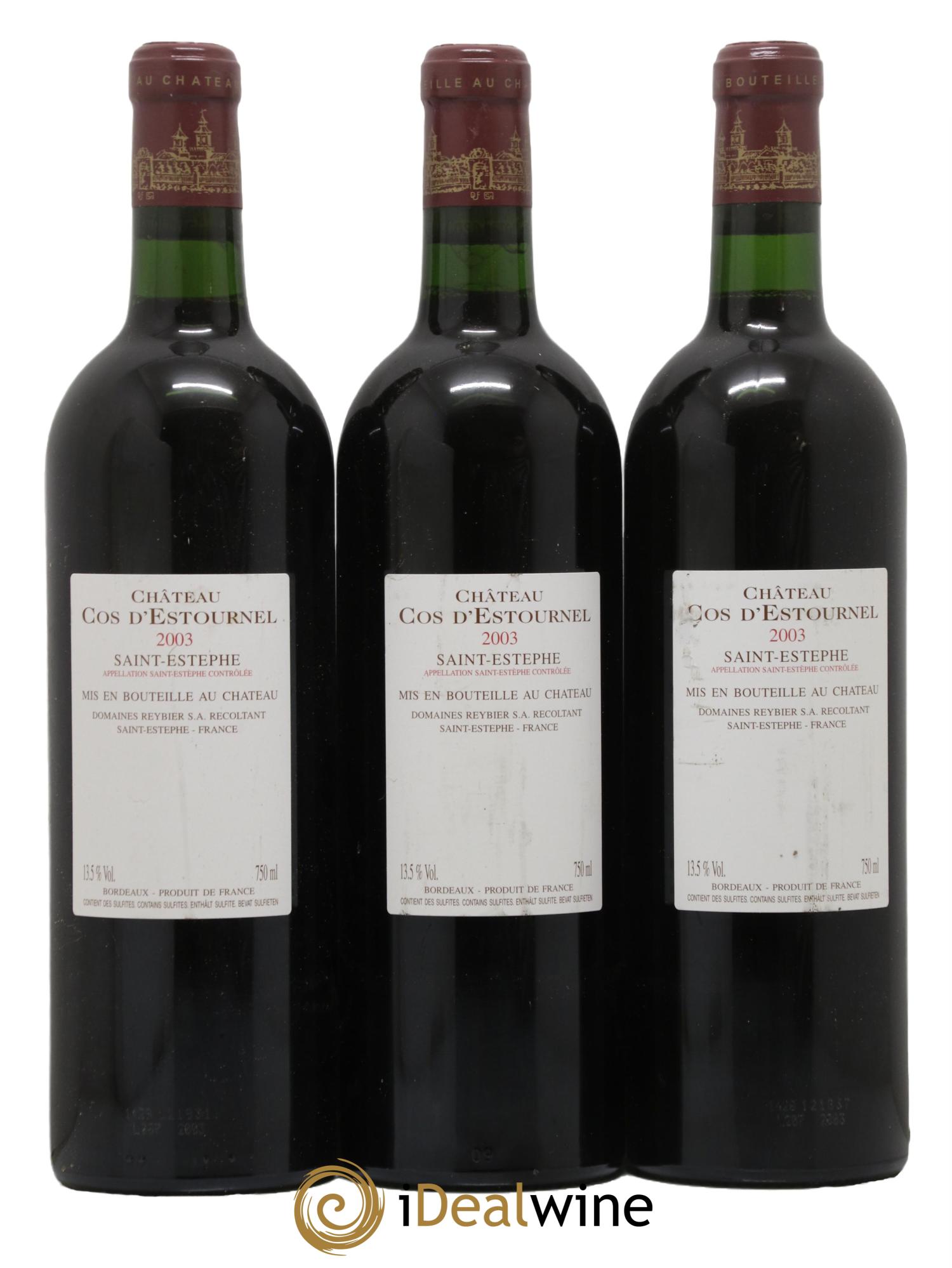 Cos d'Estournel 2ème Grand Cru Classé 2003 - Lot de 3 bouteilles - 1