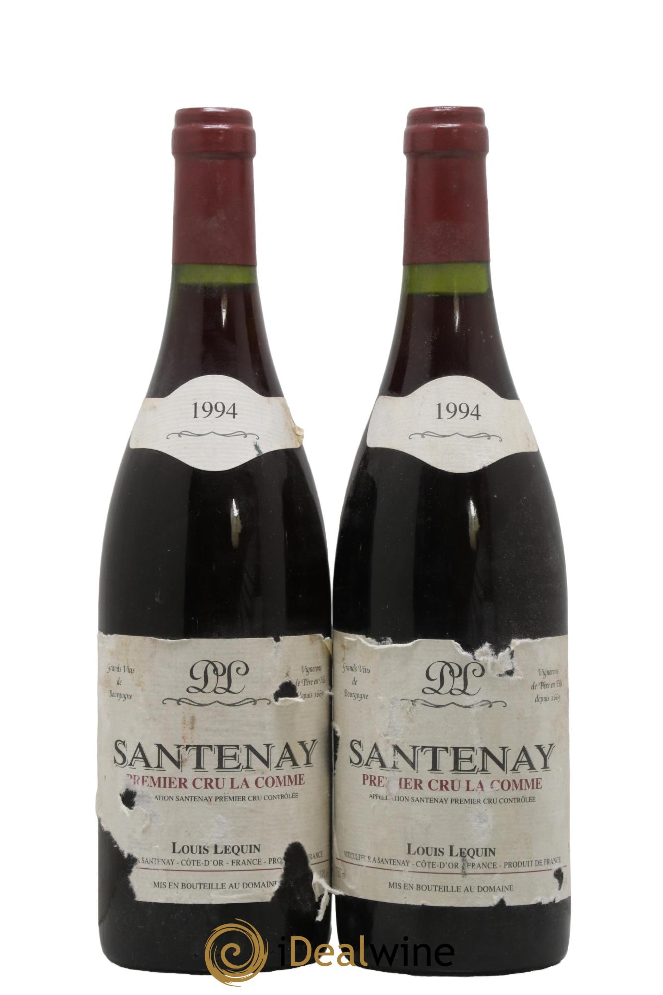 Santenay 1er Cru La Comme Domaine Louis Lequin 1994 - Lot de 2 bouteilles - 0