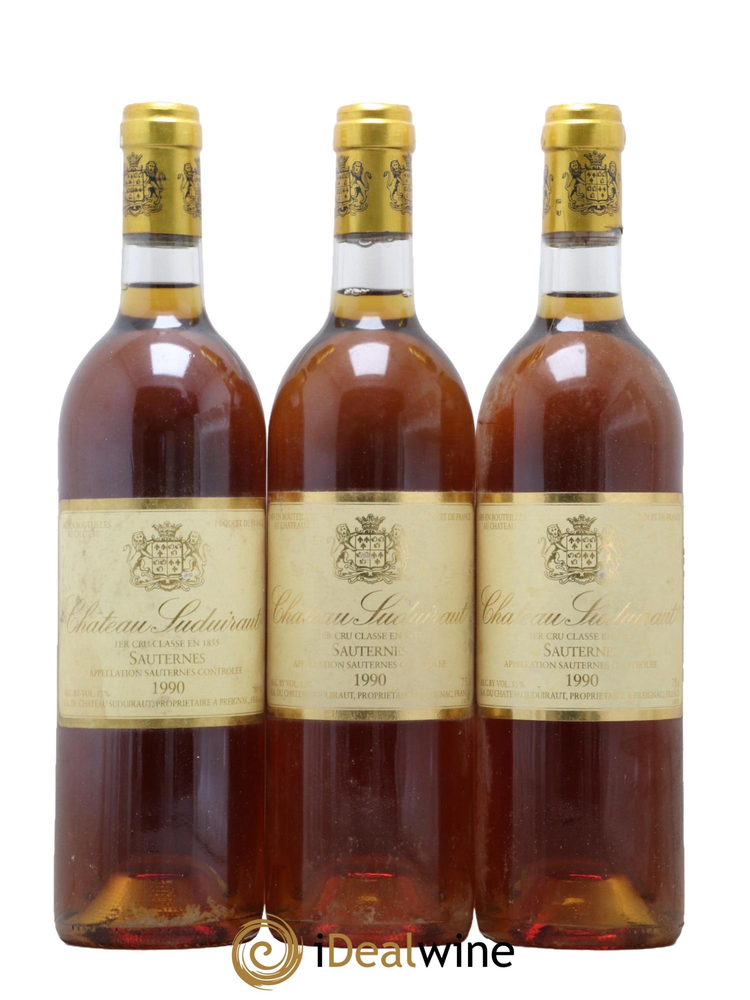 Château Suduiraut 1er Grand Cru Classé 1990 - Lot de 3 bouteilles - 0