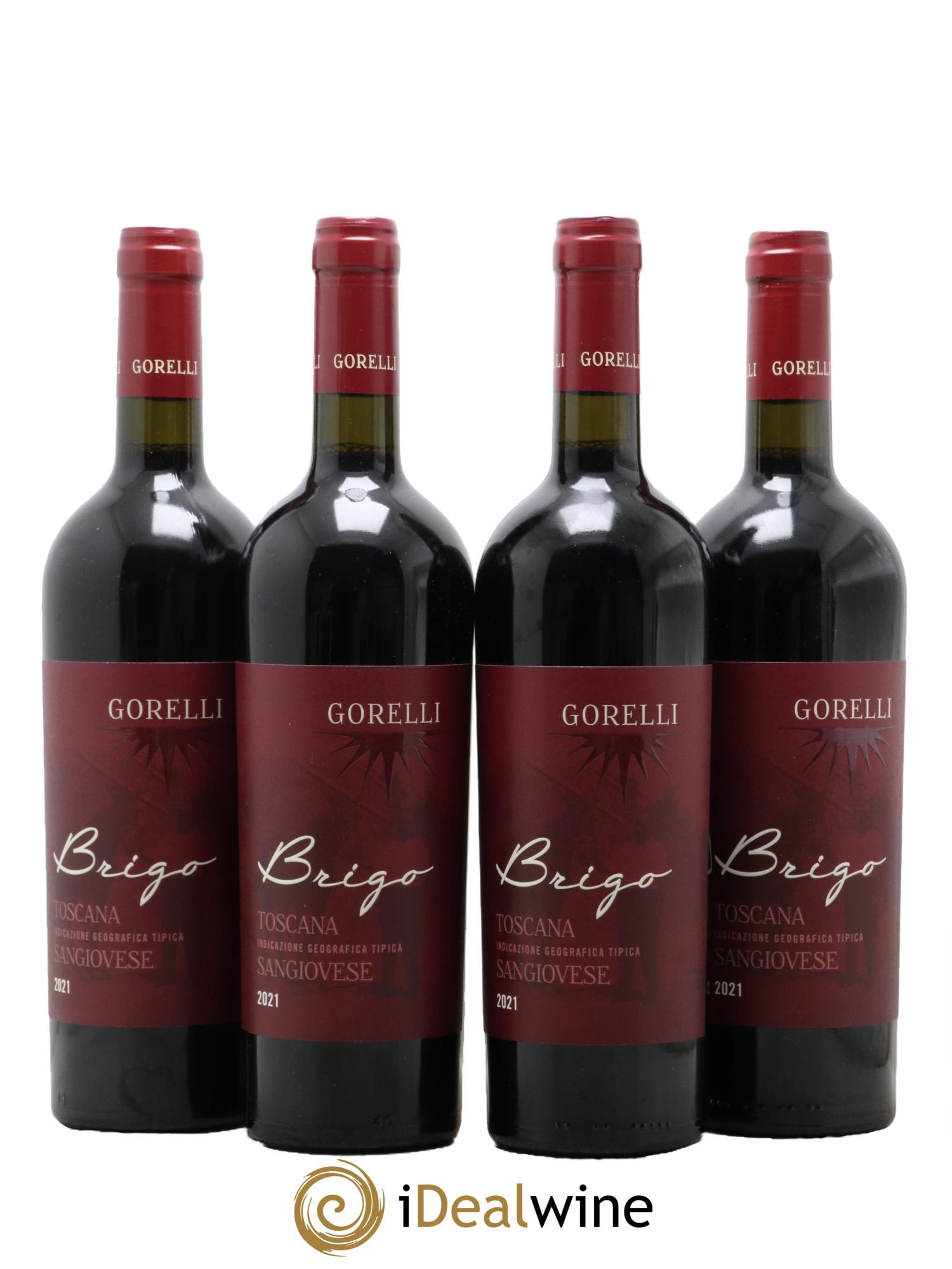 Italie Toscana Brigo Sangiovese G.Gorelli 2021 - Lot de 4 bouteilles - 0