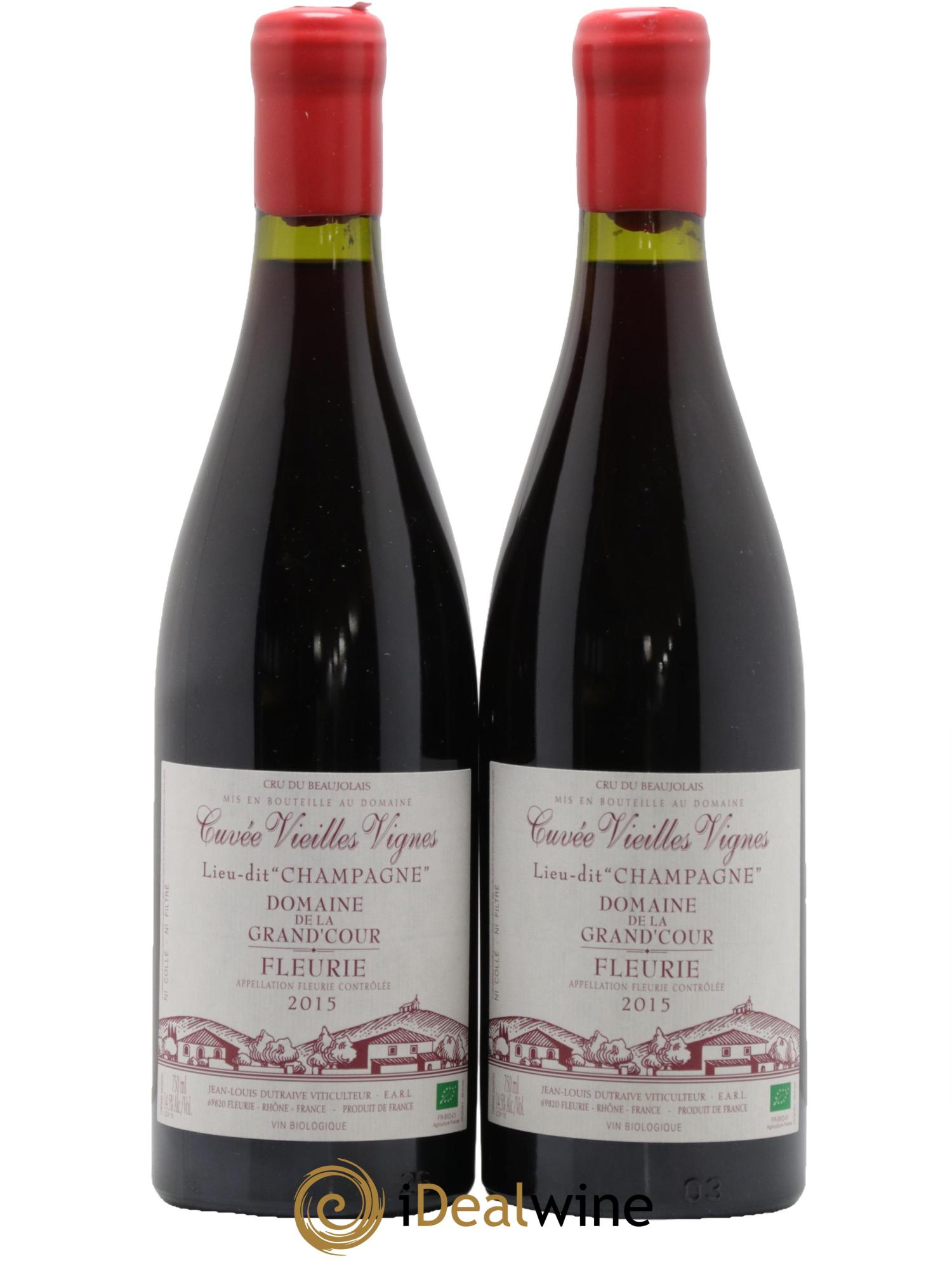 Fleurie Champagne - Cuvée Vieilles Vignes Grand'cour (Domaine de la) - Jean-Louis Dutraive 2015 - Posten von 2 Flaschen - 0