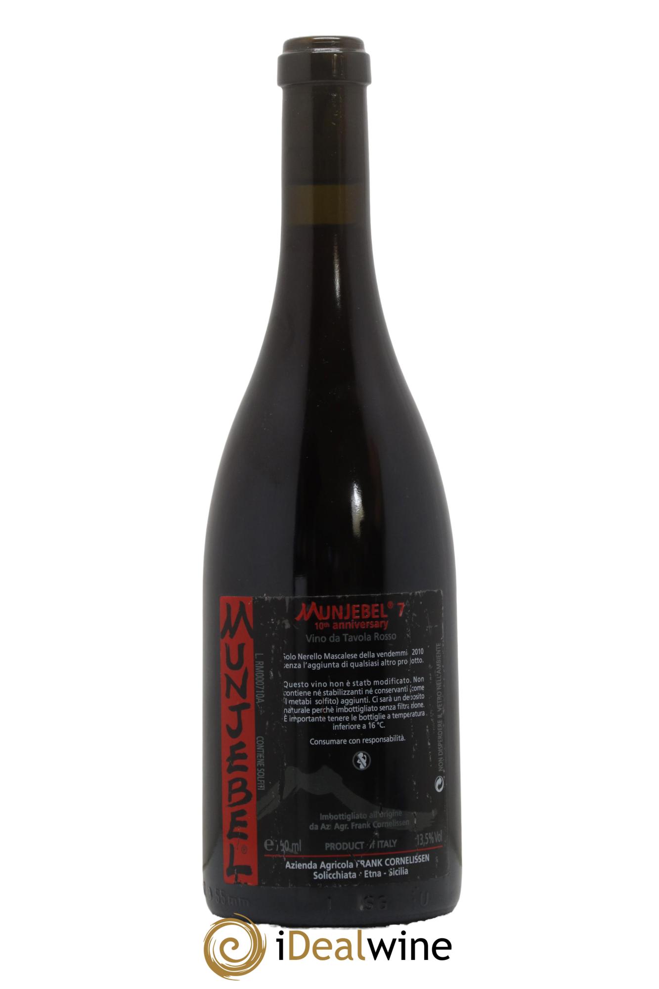 Italie Vino da Tavola Sicilia Munjebel Edition Anniversaire 10 ans Numero 7 Frank Cornelissen 2010 - Posten von 1 Flasche - 1