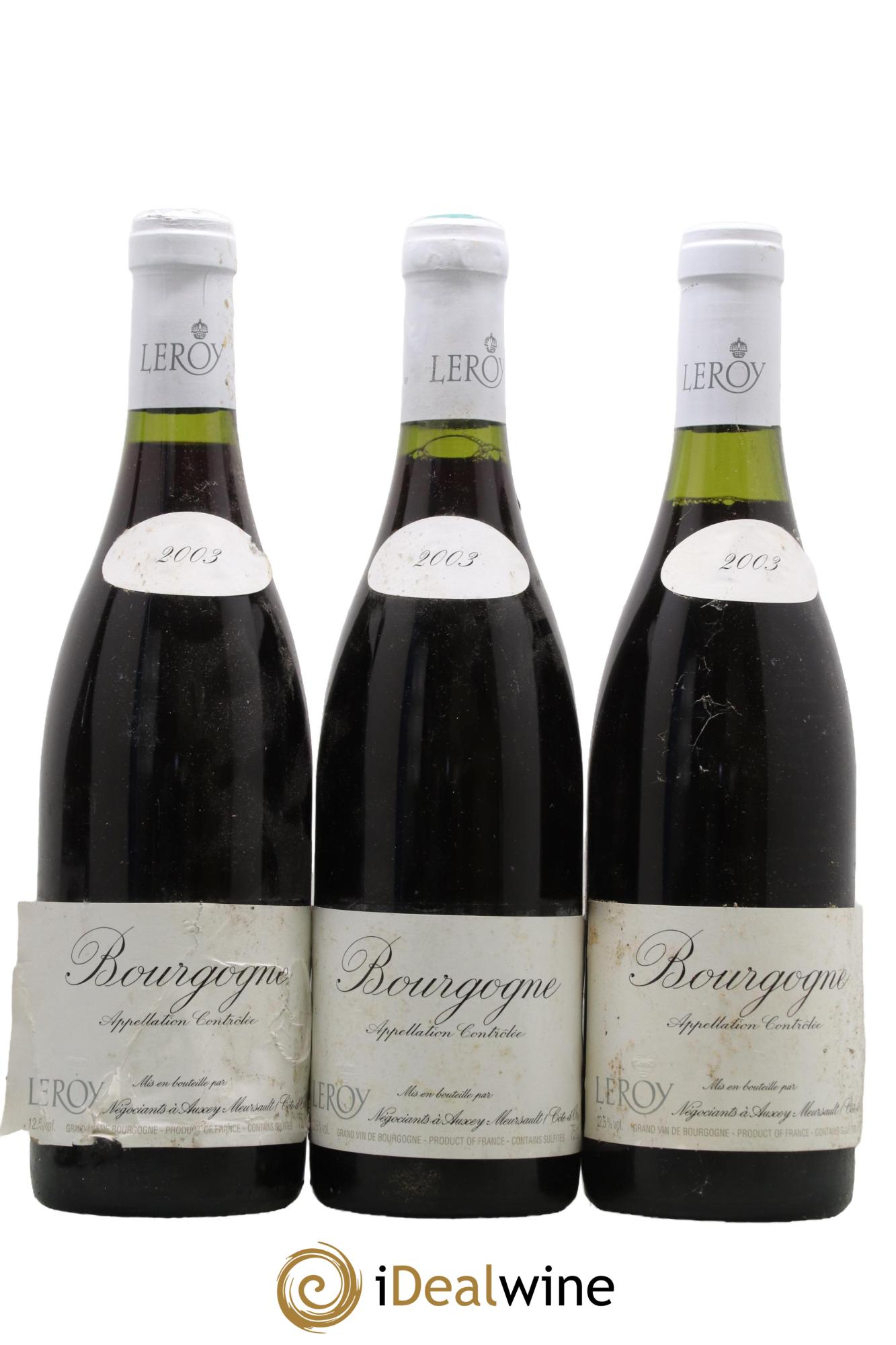 Bourgogne Leroy SA 2003 - Lot de 3 bouteilles - 0