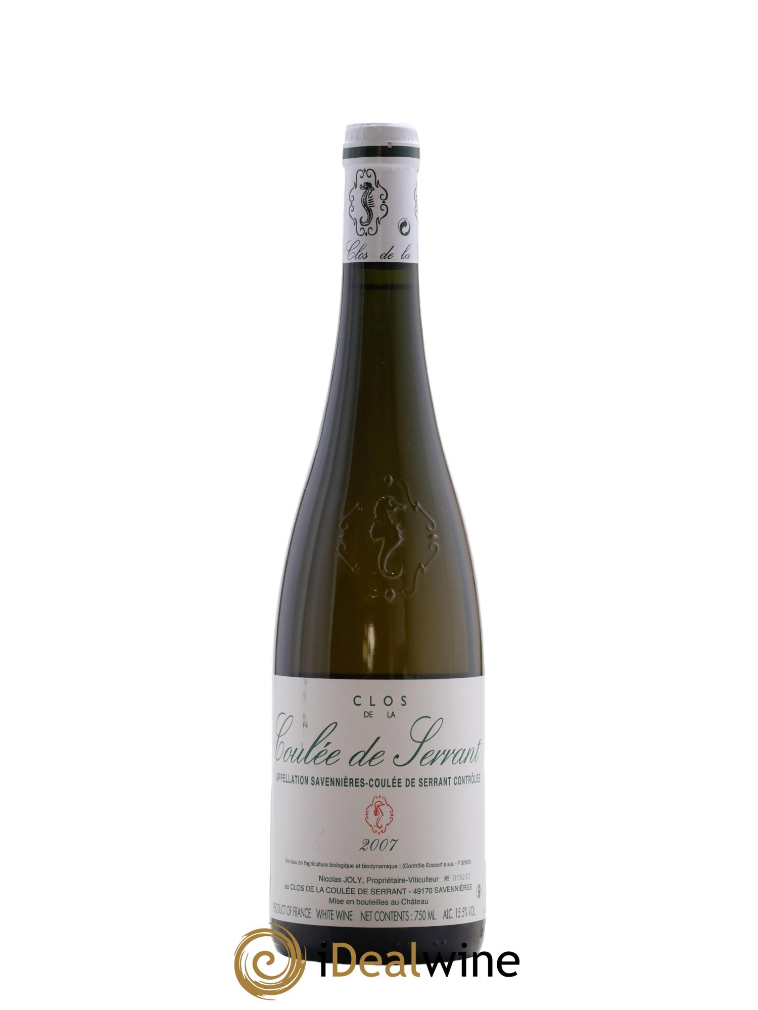 Savennières Clos de la Coulée de Serrant Vignobles de la Coulée de Serrant - Nicolas Joly 2007 - Posten von 1 Flasche - 0