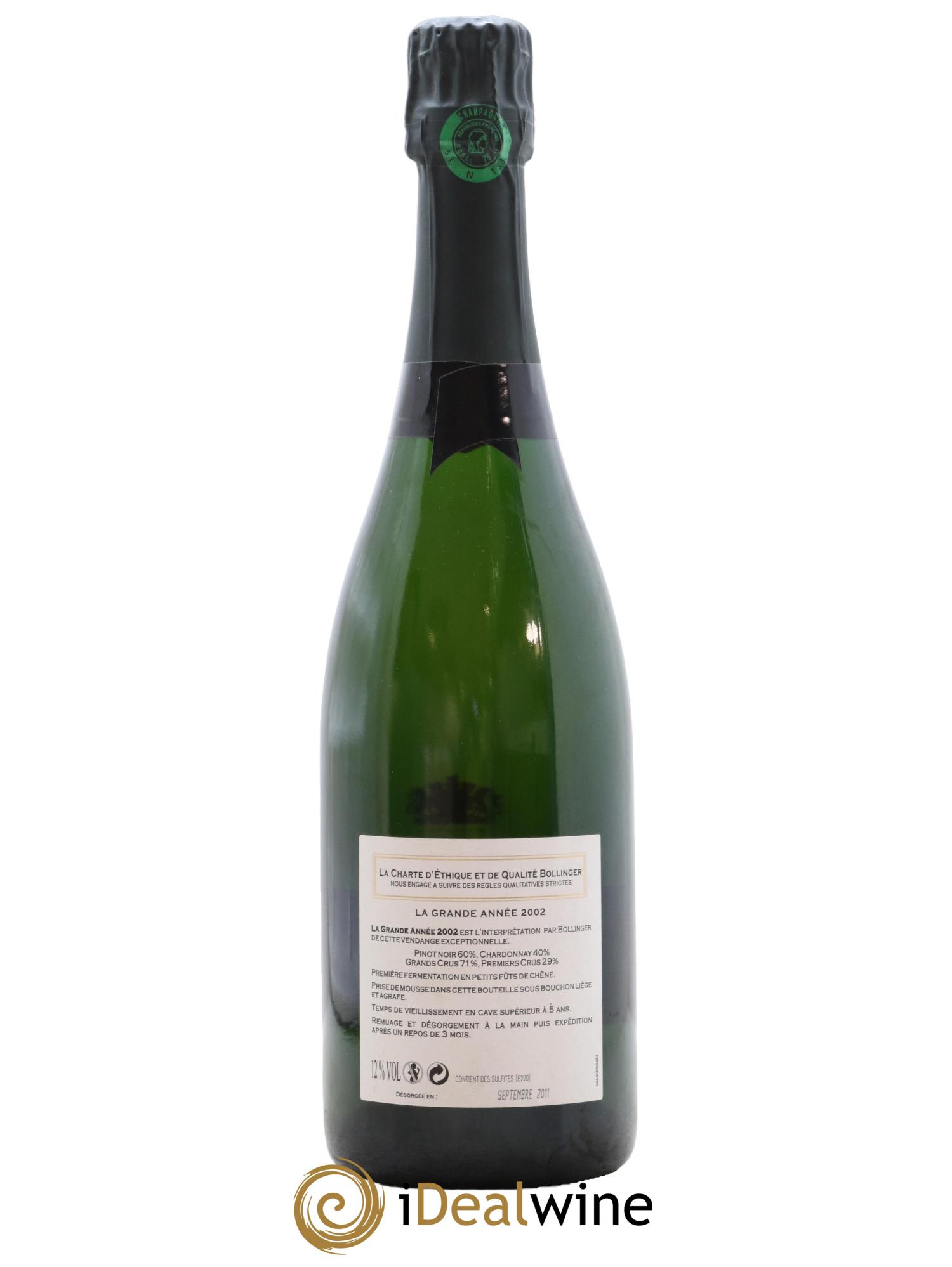 Grande Année Bollinger 2002 - Lot de 1 bouteille - 1