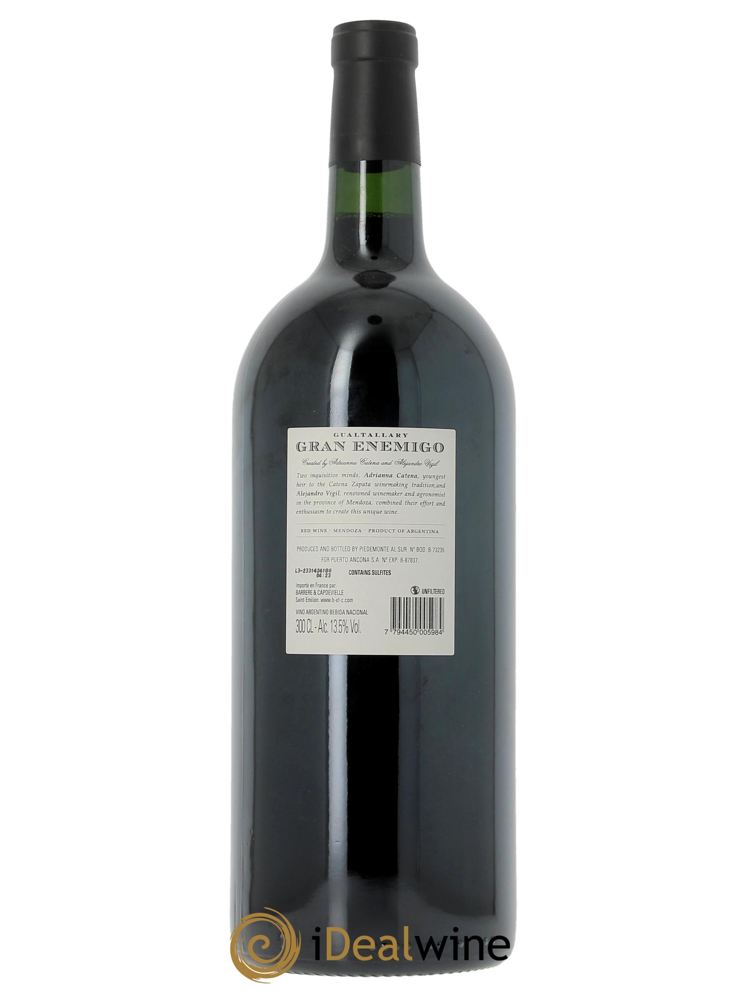 Mendoza Gran Enemigo Gualtallary Single Vineyard El Enemigo (OWC if 1 dmg) 2020 - Lot of 1 double magnum - 2