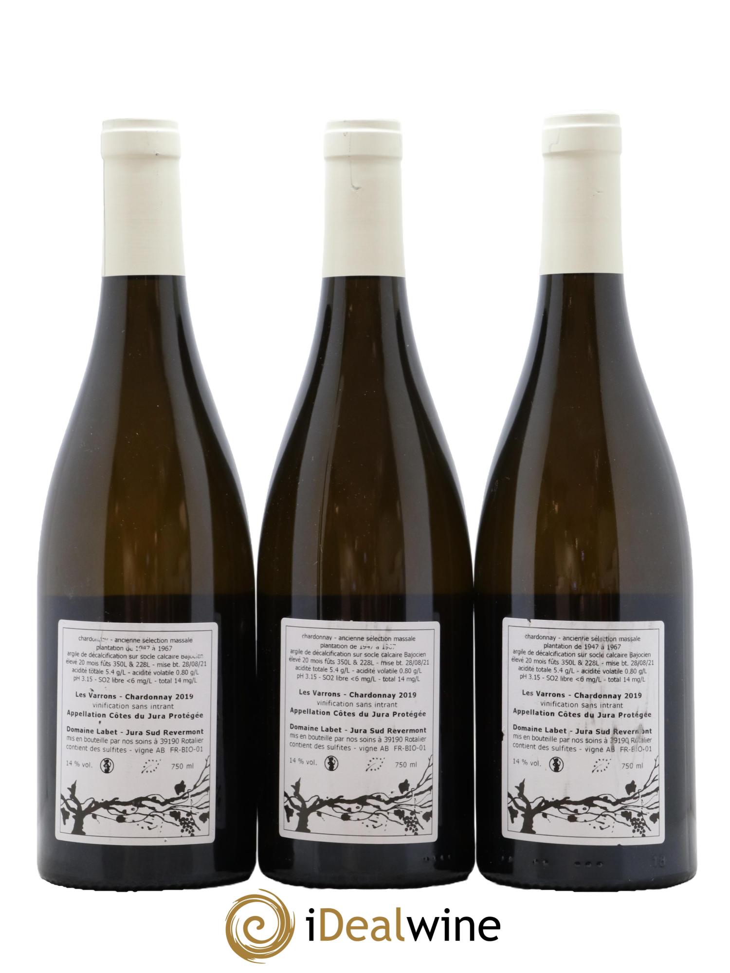 Côtes du Jura Chardonnay Vieilles Vignes Les Varrons Domaine Labet 2019 - Lot of 3 bottles - 1